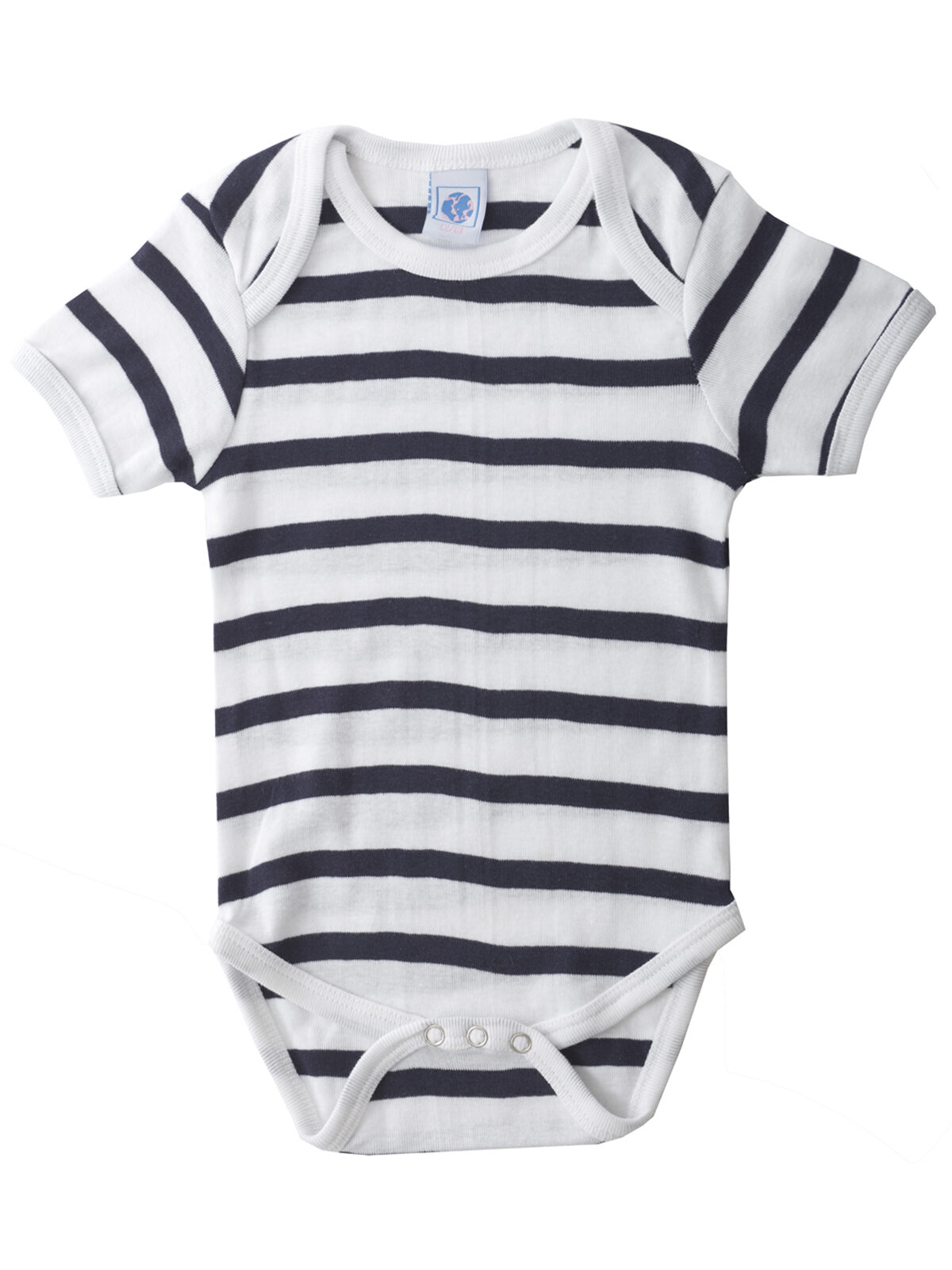 Babybody Kurzarm - Weiß Marineblau