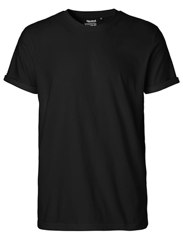 Herren-T-Shirt mit hochkrempelbaren Ärmeln - Schwarz