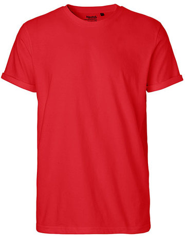 Herren-T-Shirt mit hochkrempelbaren Ärmeln - Rot