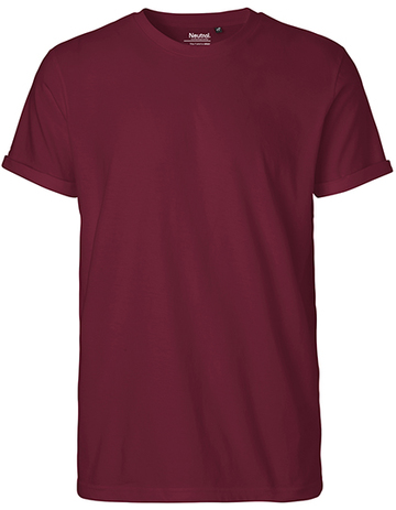 Herren-T-Shirt mit hochkrempelbaren Ärmeln - Bordeaux