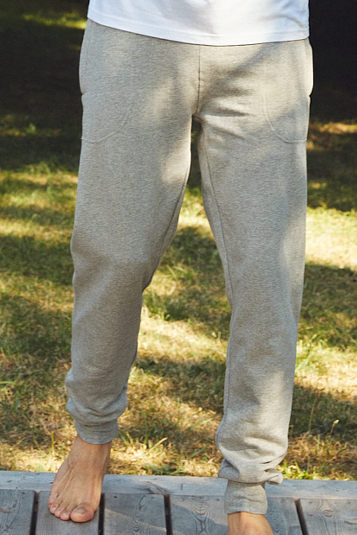 Jogginghose mit Bündchen und Reißverschlusstasche - DUNKLES HEATHER