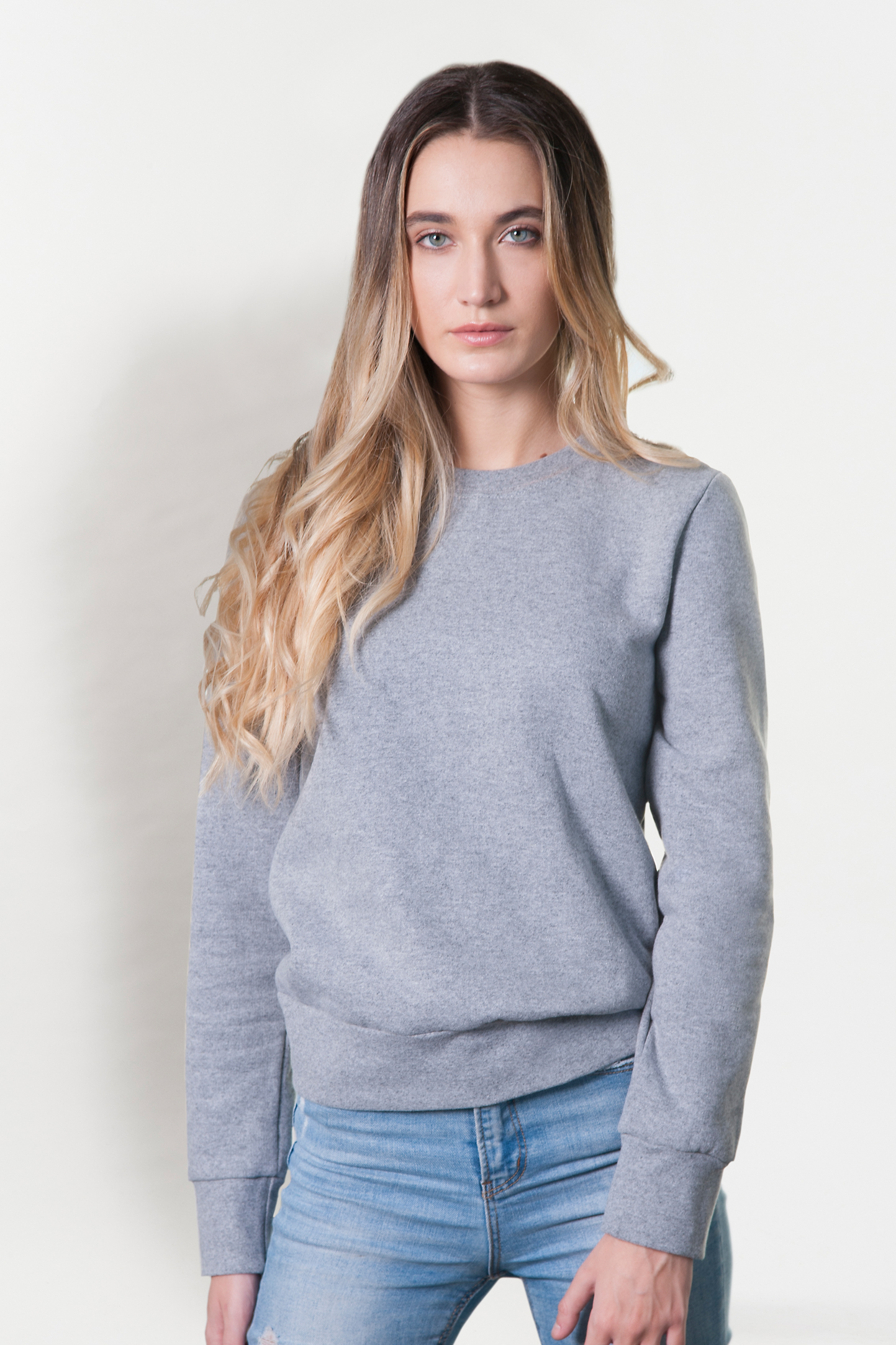 Damen-Sweatshirt, Material: 70 % Baumwolle, 30 % Polyester, 280 g/m², Schwarz, Größe S