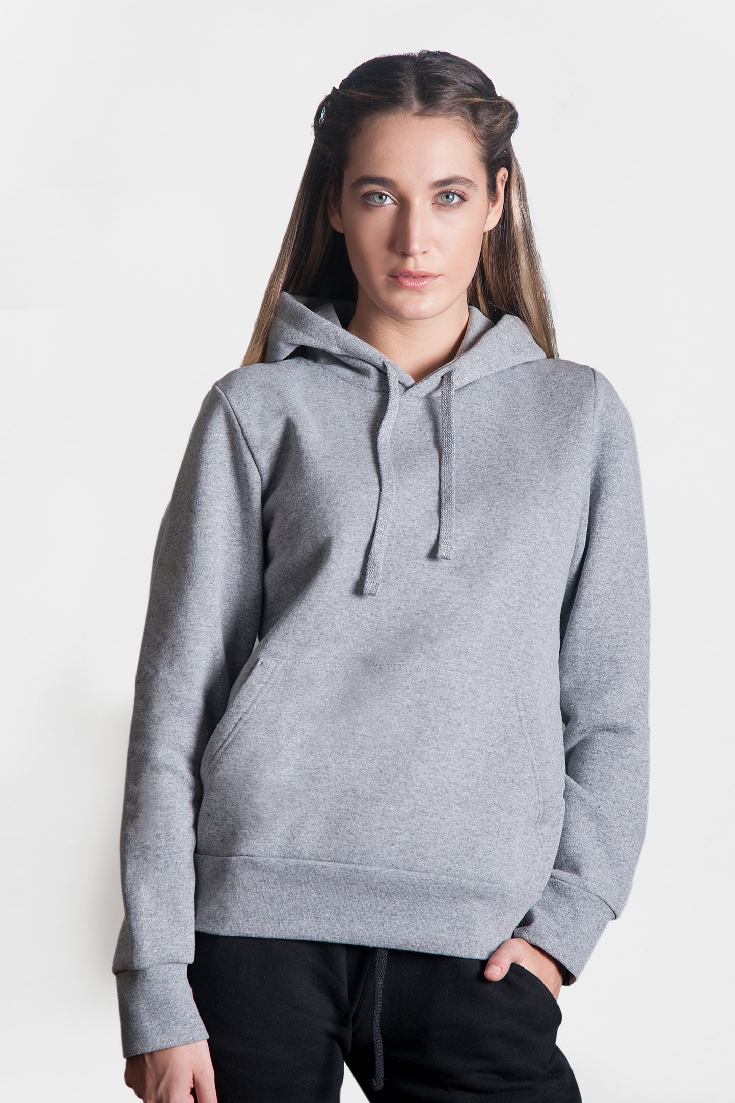 Damen-Kapuzenpullover, 70 % Baumwolle, 30 % Polyester, 280 g/m², Schwarz, Größe S