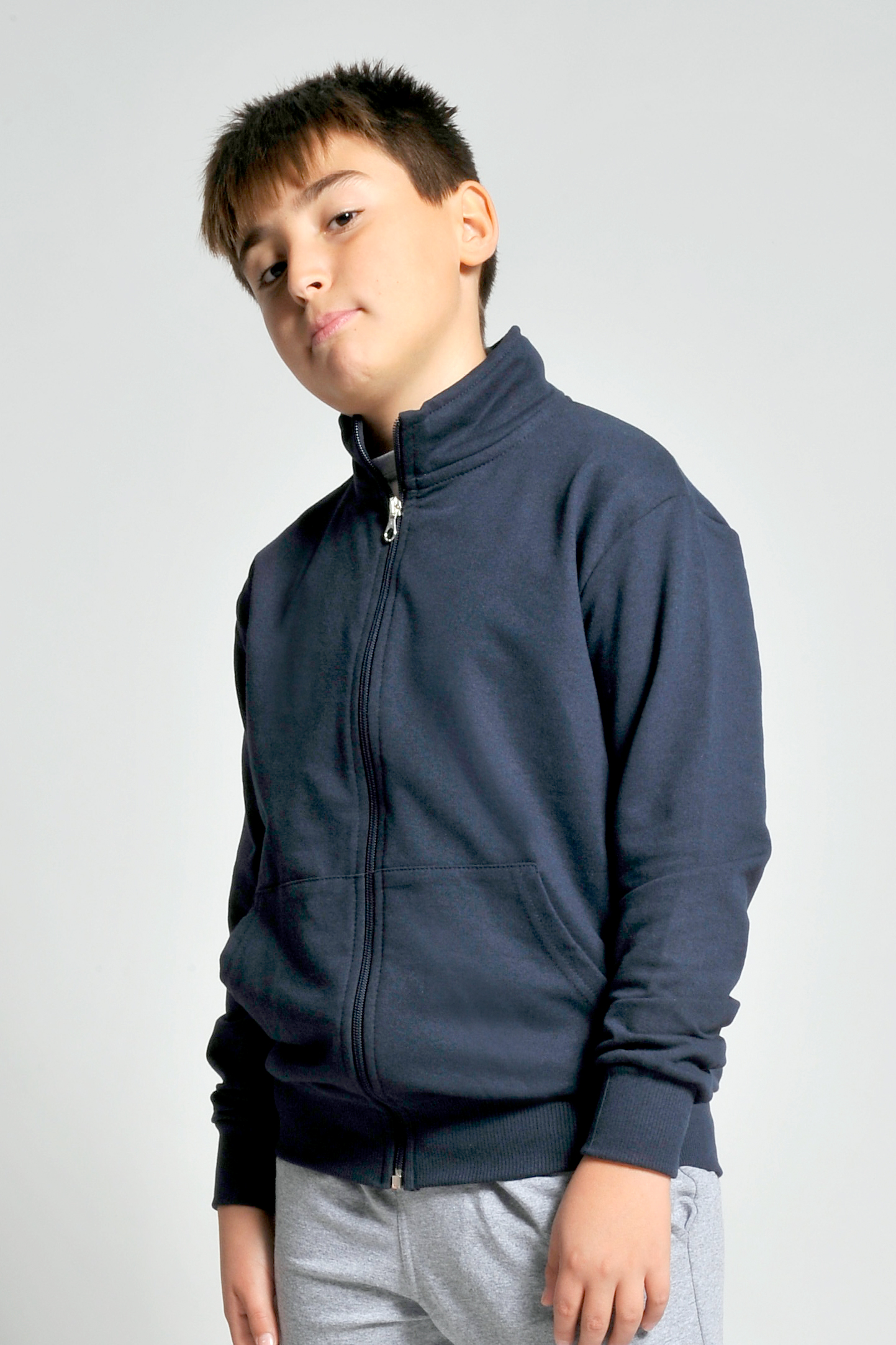 Kinder-Sweatshirt, Fleece/Tattoo, 70 % Baumwolle, 25 % Polyester, 5 % Elastan, 255 g, Blau, Größe XXS