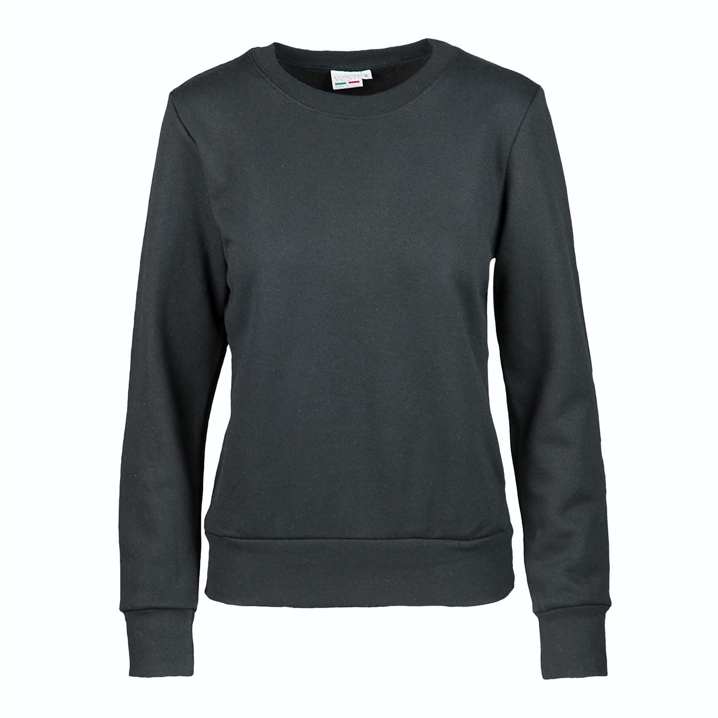 Damen-Sweatshirt aus Frottee, Material: 70 % Baumwolle, 30 % Polyester, 240 g/m², Schwarz, Größe S - Schwarz