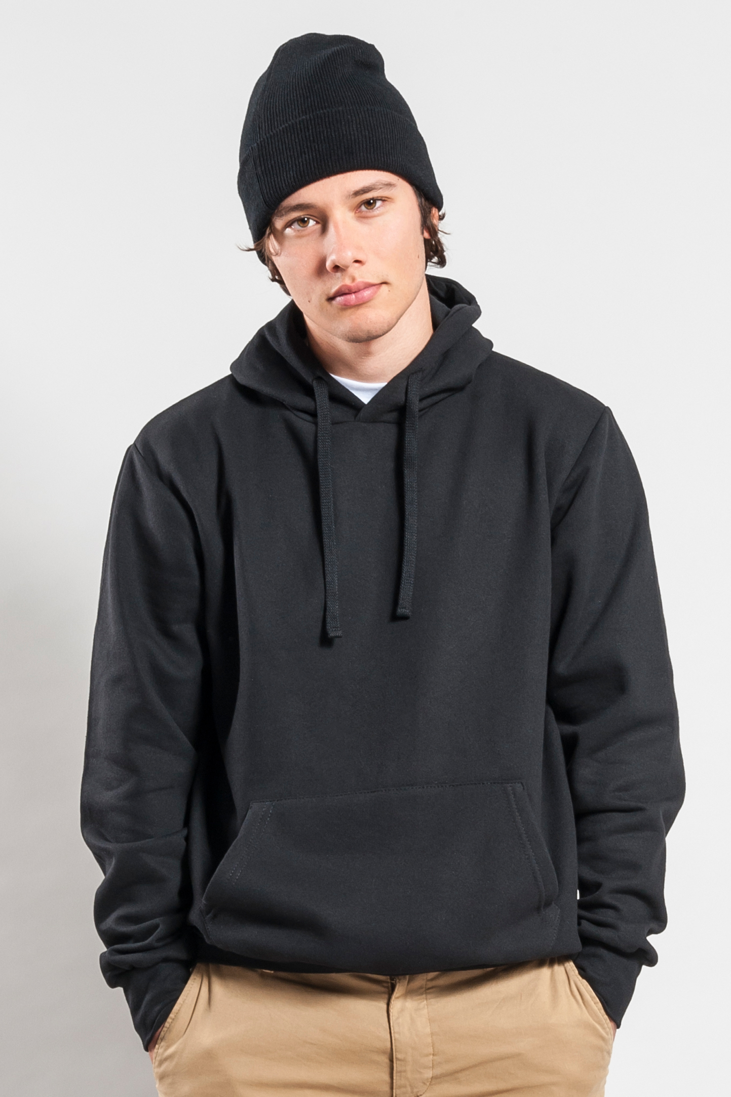 Frottee-Kapuzenpullover, 70 % Baumwolle, 30 % Polyester, 240 g/m², Schwarz, Größe XS