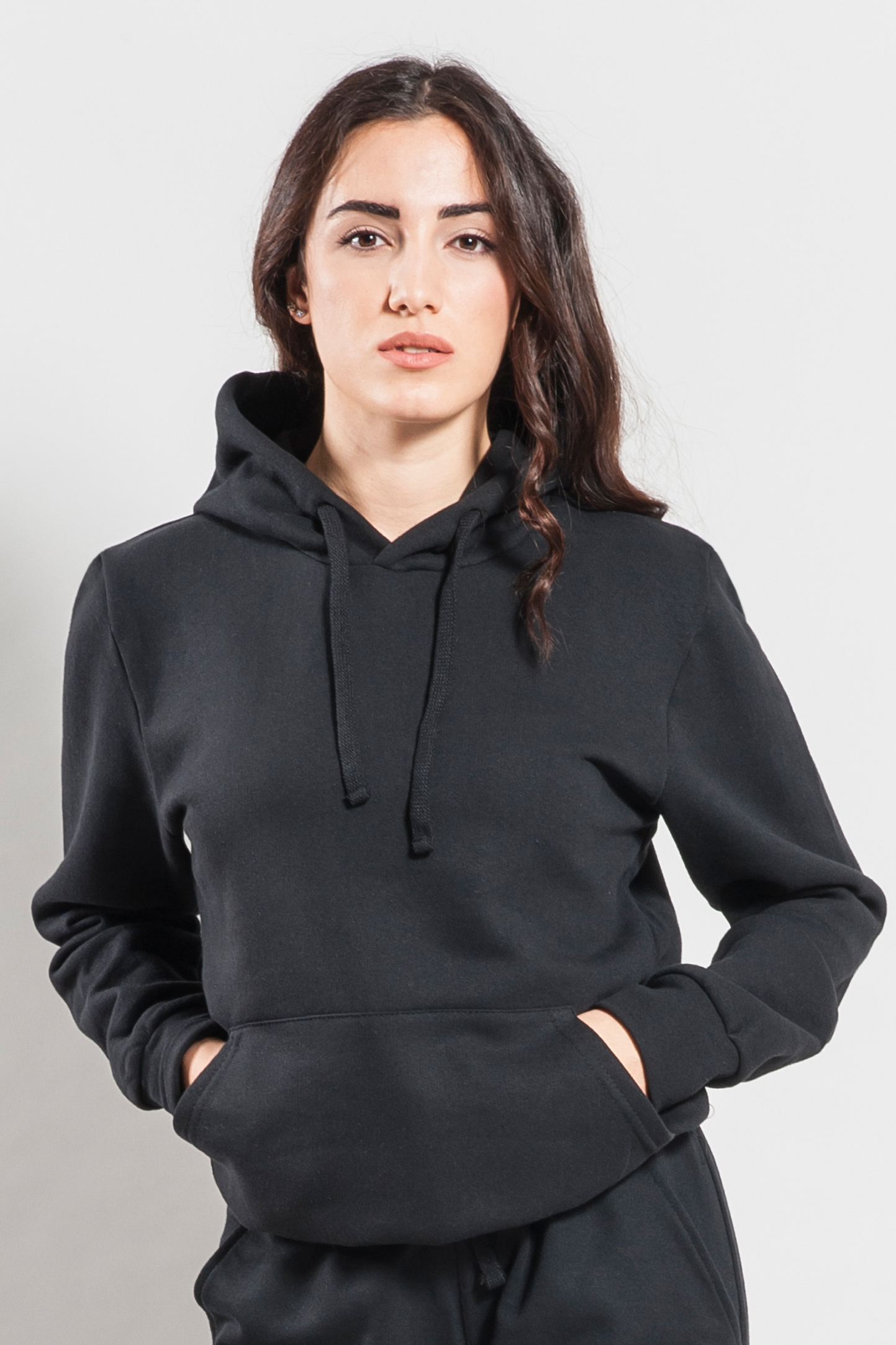 F/Terry Hoodie Damen 70/30% Baumwolle/Polyester 240 g/m² Schwarz Größe S