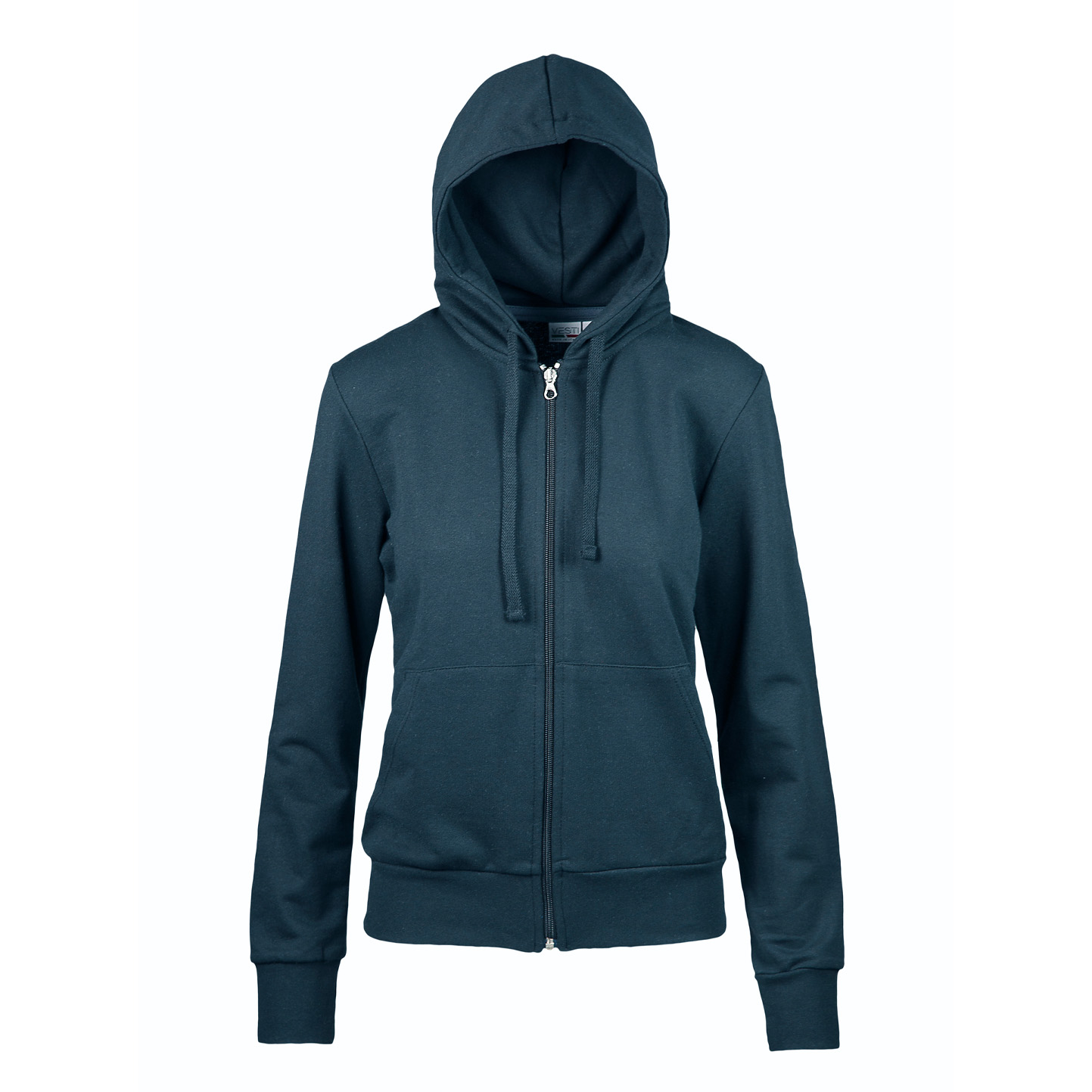 Damen-Frottee-Kapuzenpullover mit Reißverschluss, 70 % Baumwolle, 30 % Polyester, 240 g, Schwarz, Größe S - Blau