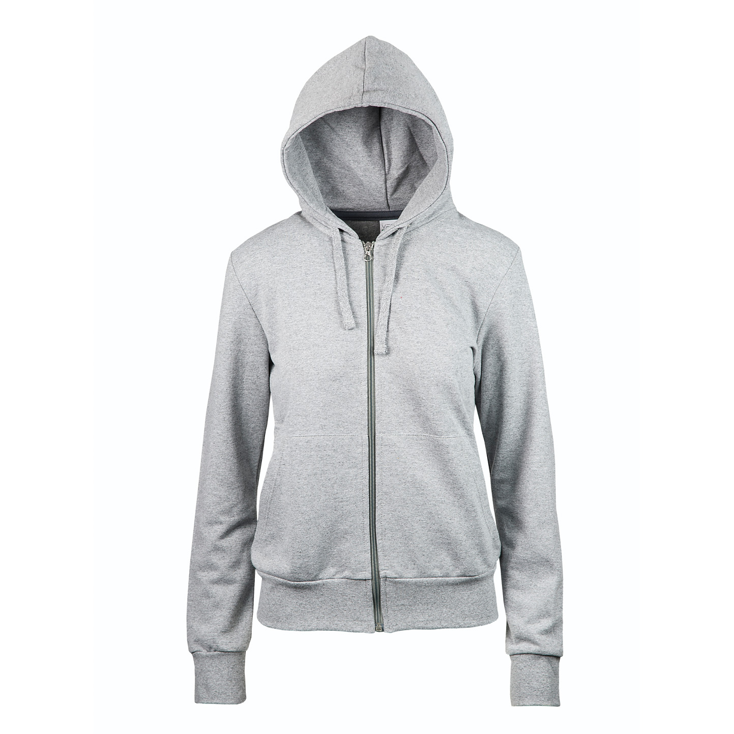 Damen-Frottee-Kapuzenpullover mit Reißverschluss, 70 % Baumwolle, 30 % Polyester, 240 g, Schwarz, Größe S - Asche