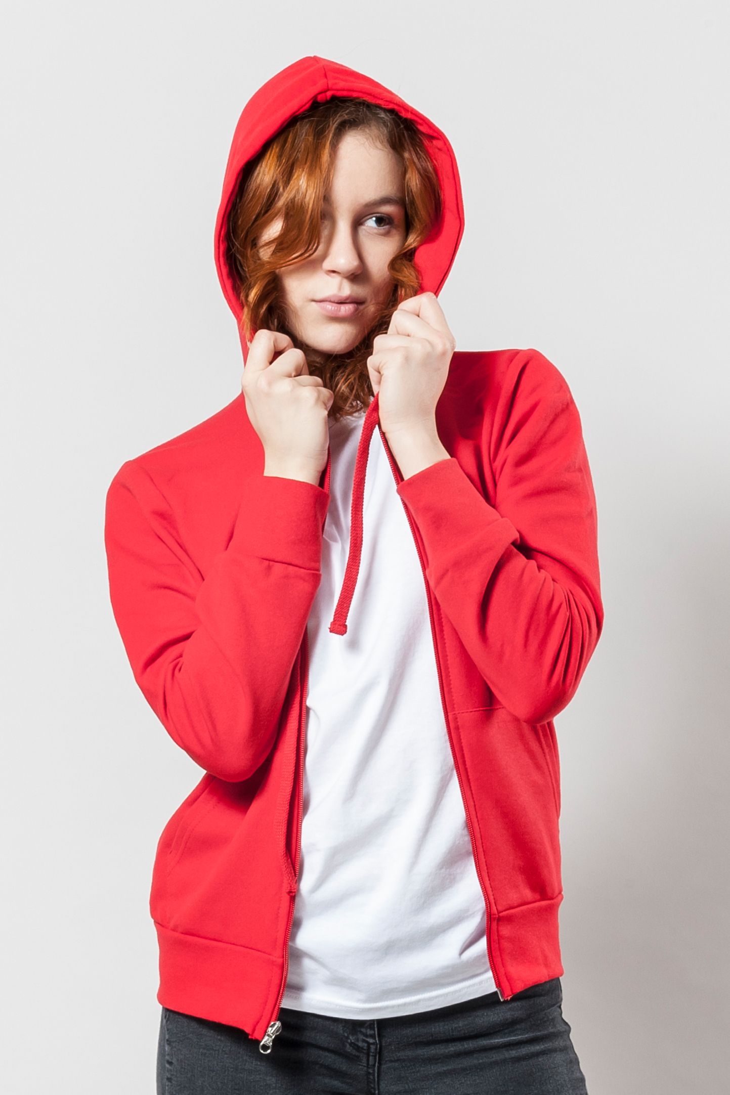 Damen-Frottee-Kapuzenpullover mit Reißverschluss, 70 % Baumwolle, 30 % Polyester, 240 g, Schwarz, Größe S