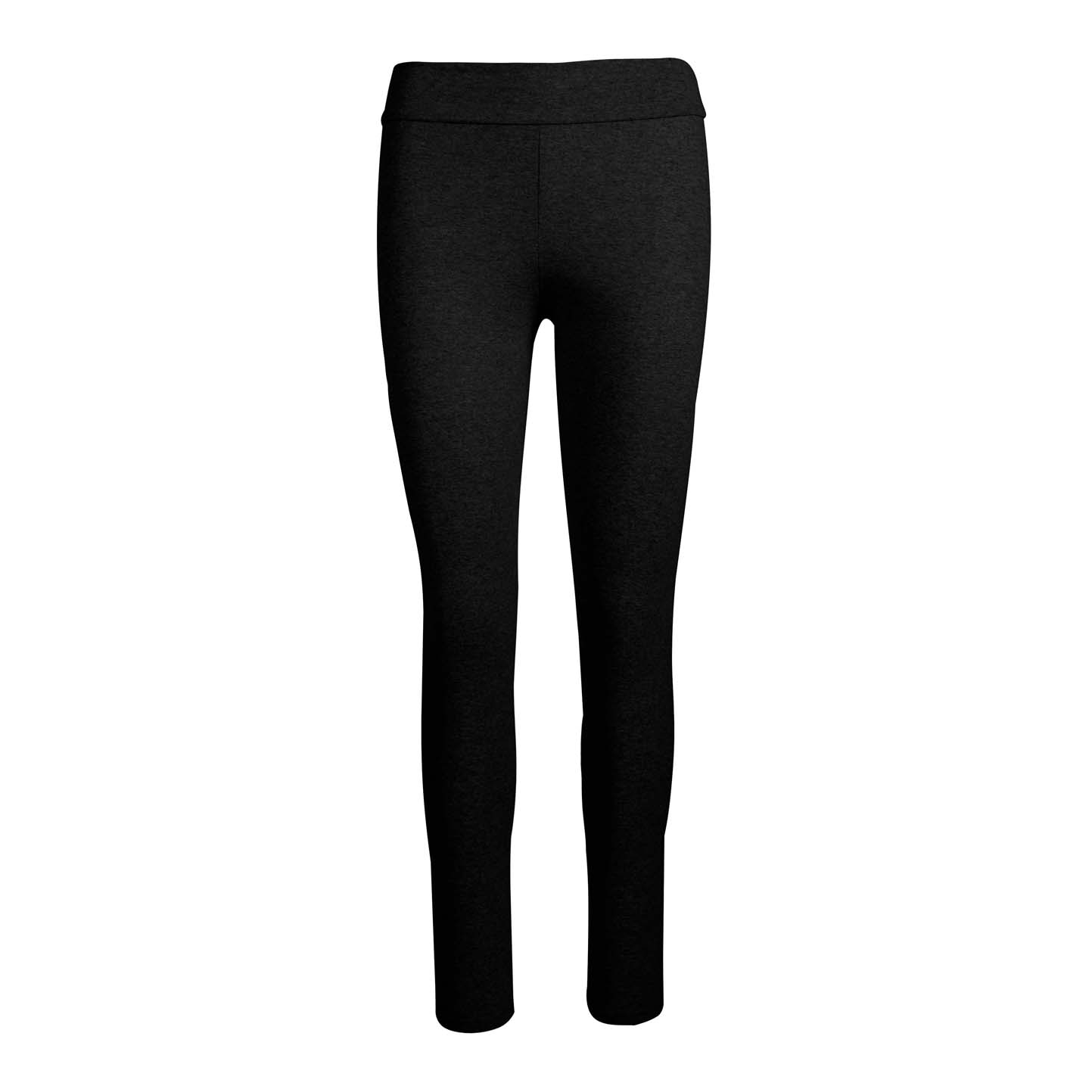 Neue Damenleggings, 90 % Baumwolle, 10 % Elastan, 210 g/m², Grau meliert, Größe S - Schwarz