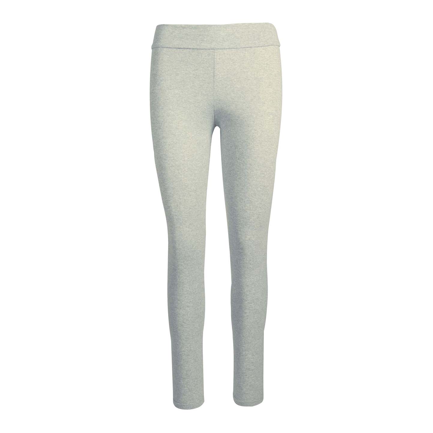 Neue Damenleggings, 90 % Baumwolle, 10 % Elastan, 210 g/m², Grau meliert, Größe S - Cremeweiß S