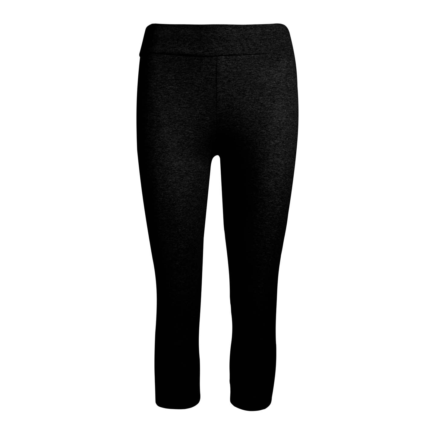 Neue Damen-Leggings, kurz, 90 % Baumwolle, 10 % Elastan, 210 g/m², Grau meliert, Größe S - 12 - Schwarz