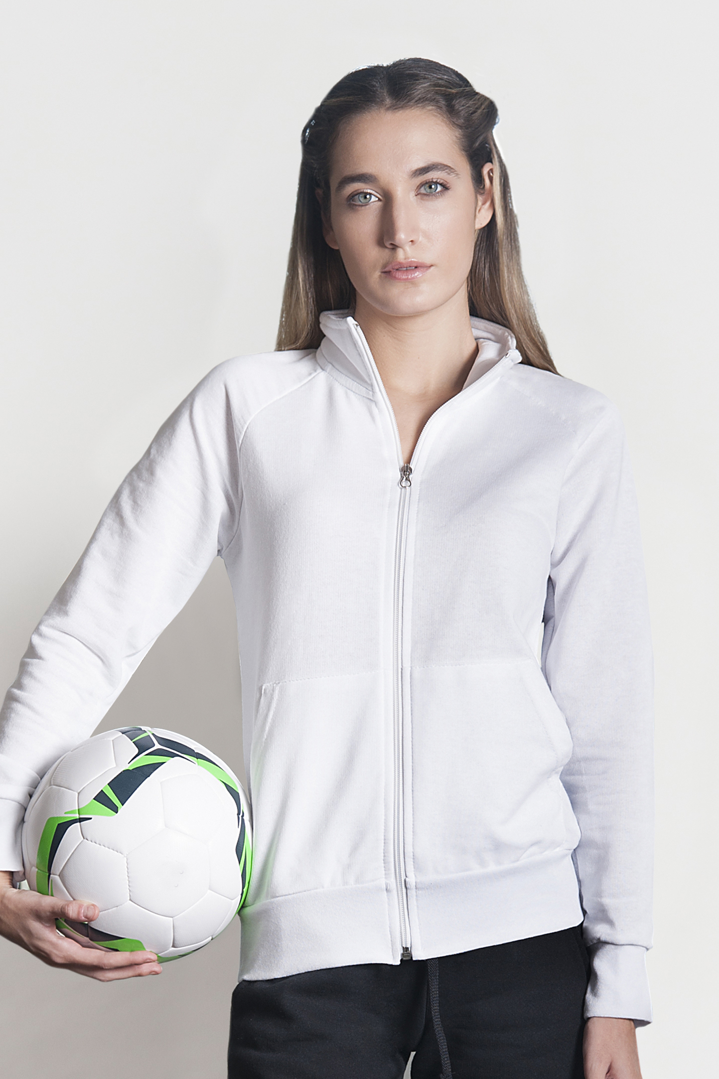 Damen-Sweatshirtjacke, Frottee (70 % Baumwolle, 30 % Polyester), 240 g, Schwarz, Größe S - Blau