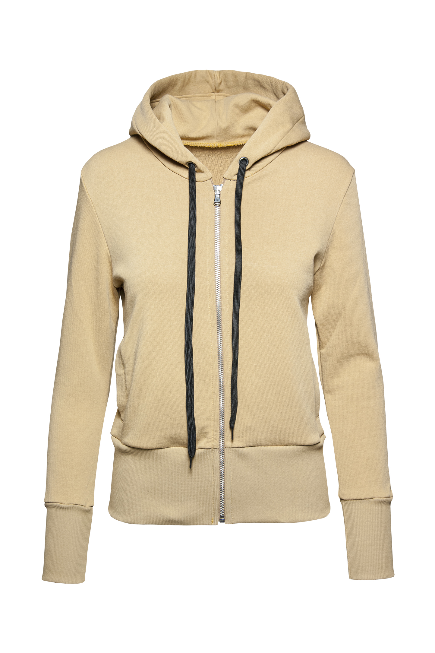 Damen-Kapuzenpullover mit Reißverschluss, weich, 75 % Baumwolle, 25 % Polyester, 320 g/m², Schwarz, Größe XS - Camel XS