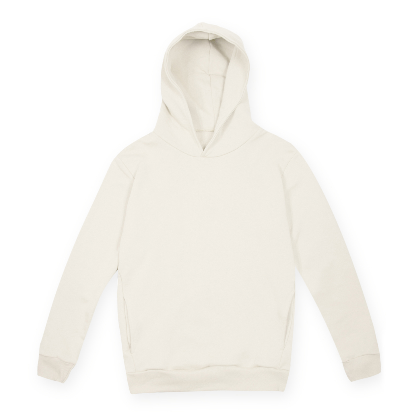 Weicher Kapuzenpullover. Urban Fit, 75 % Baumwolle, 25 % Polyester, 320 g/m², Schwarz, Größe XS - 98 - Cremeweiß S