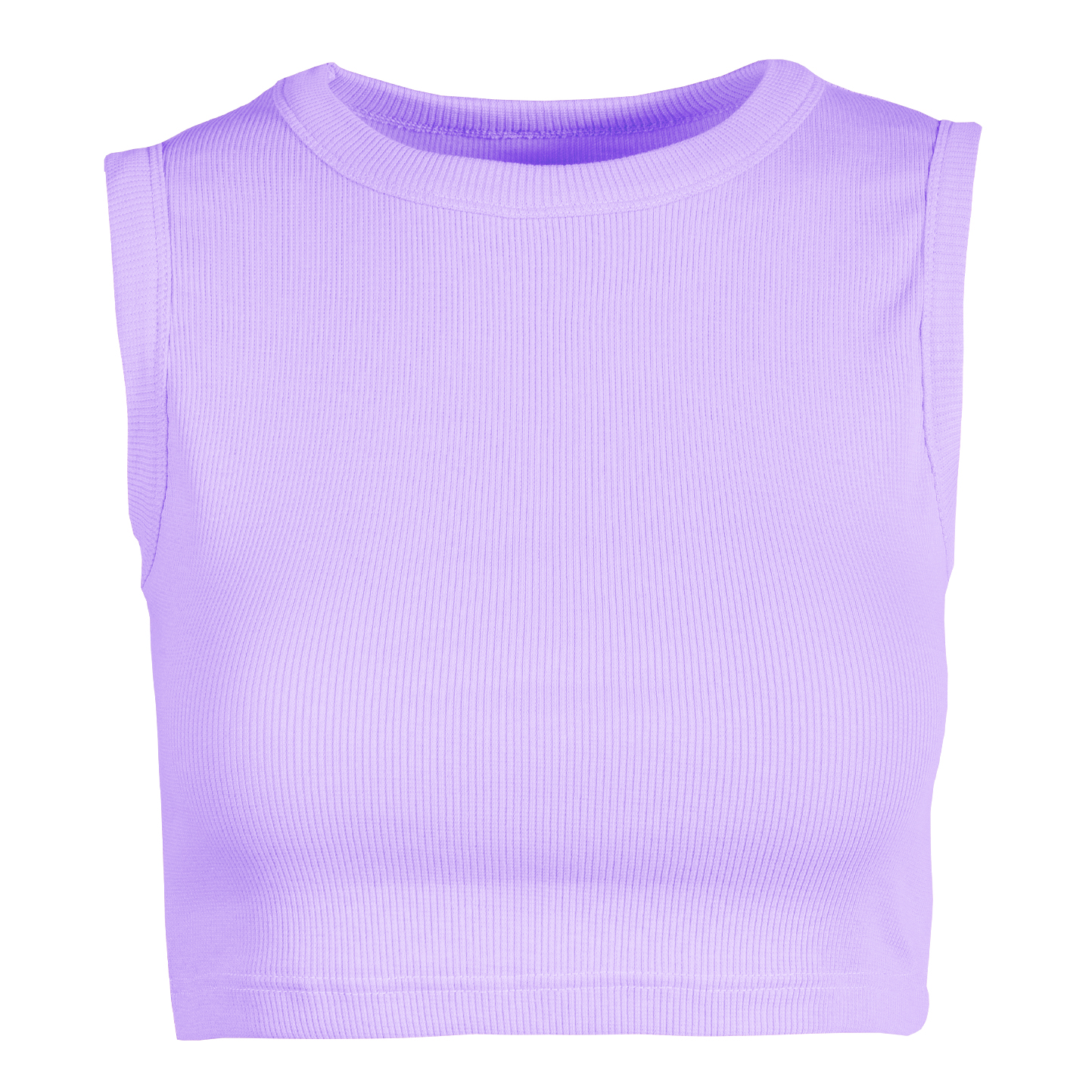 Damen-Crop-Tanktop aus Stretch-Rippstoff - LI - Lila XS