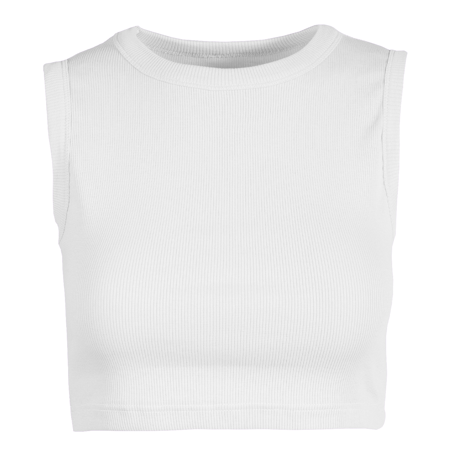 Damen-Crop-Tanktop aus Stretch-Rippstoff - 99 - Weiß XS