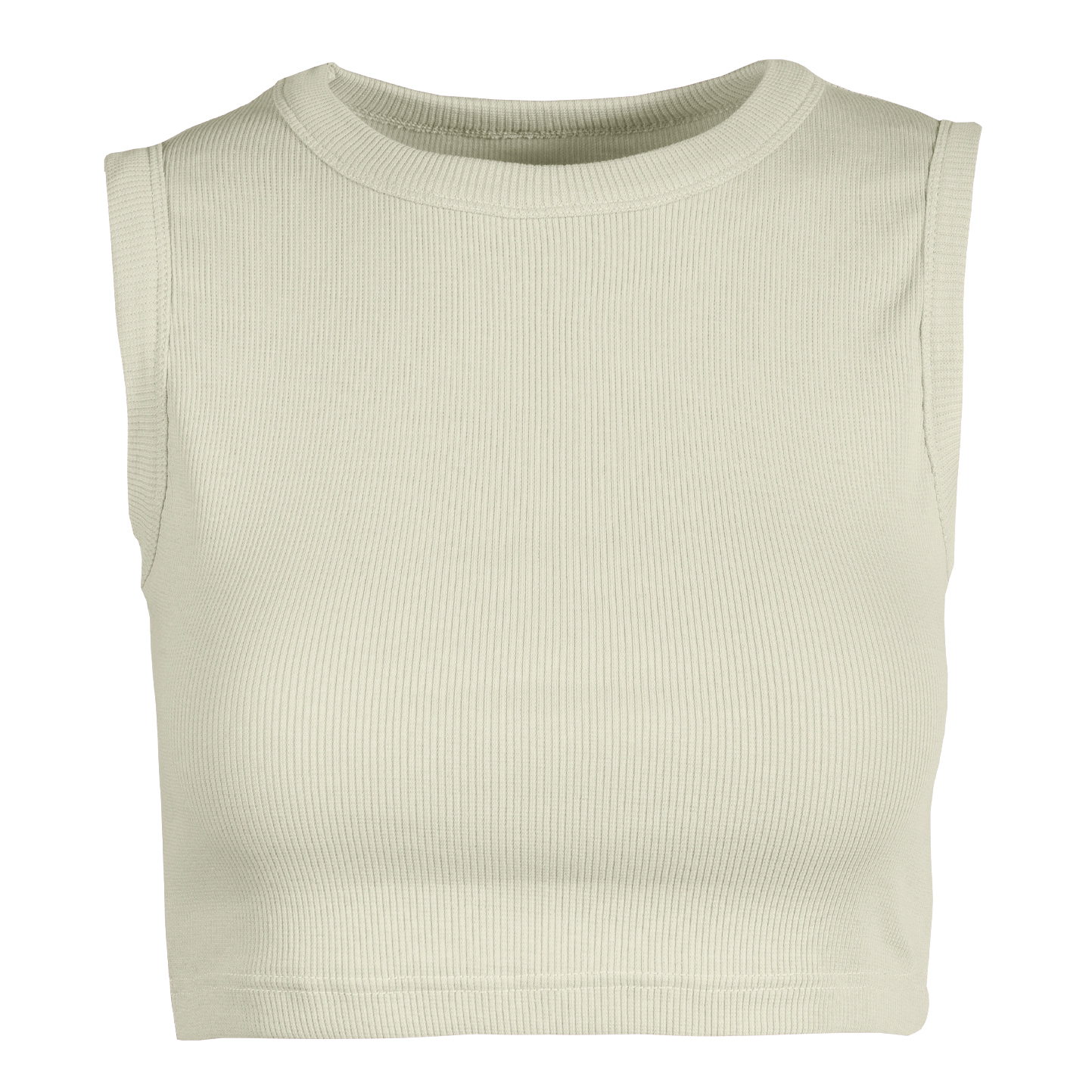 Damen-Crop-Tanktop aus Stretch-Rippstoff - 38 - Creme XS NEU