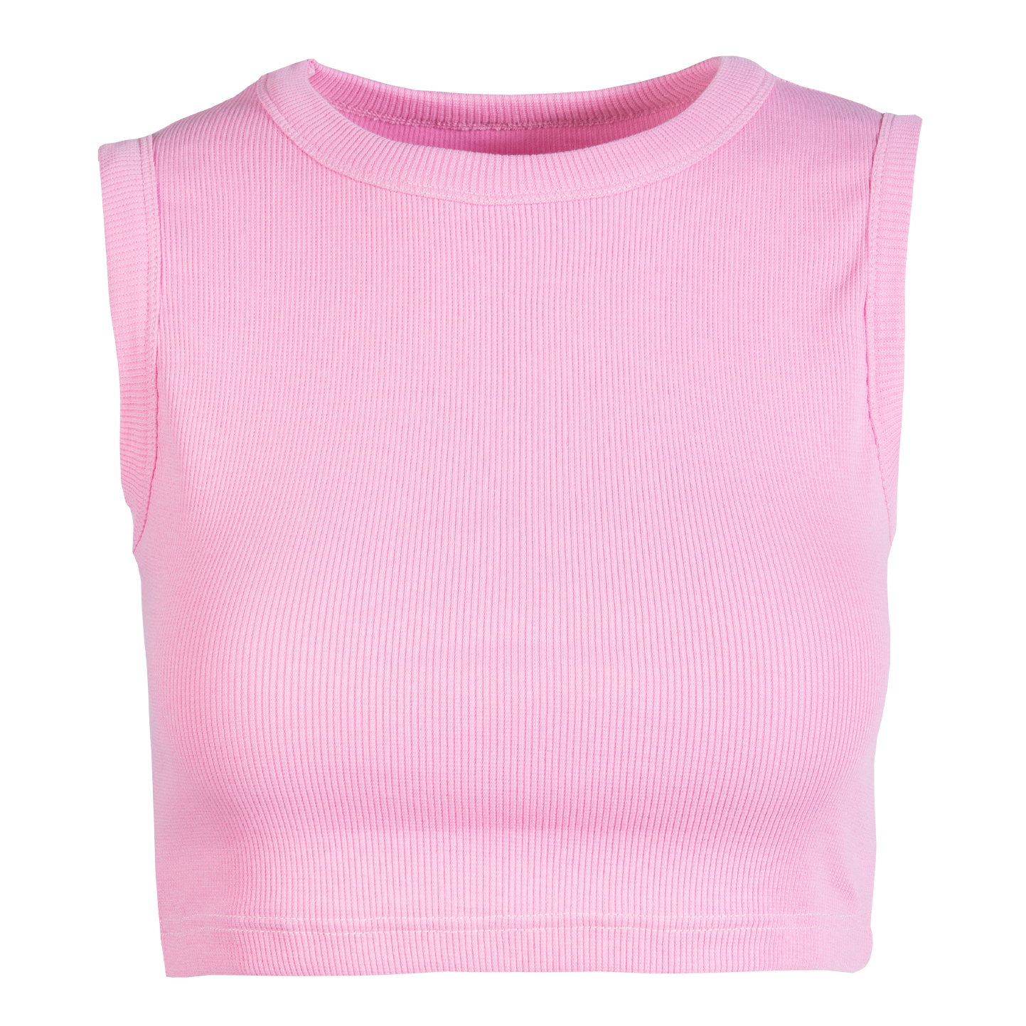 Damen-Crop-Tanktop aus Stretch-Rippstoff - RL - Pink Bubble