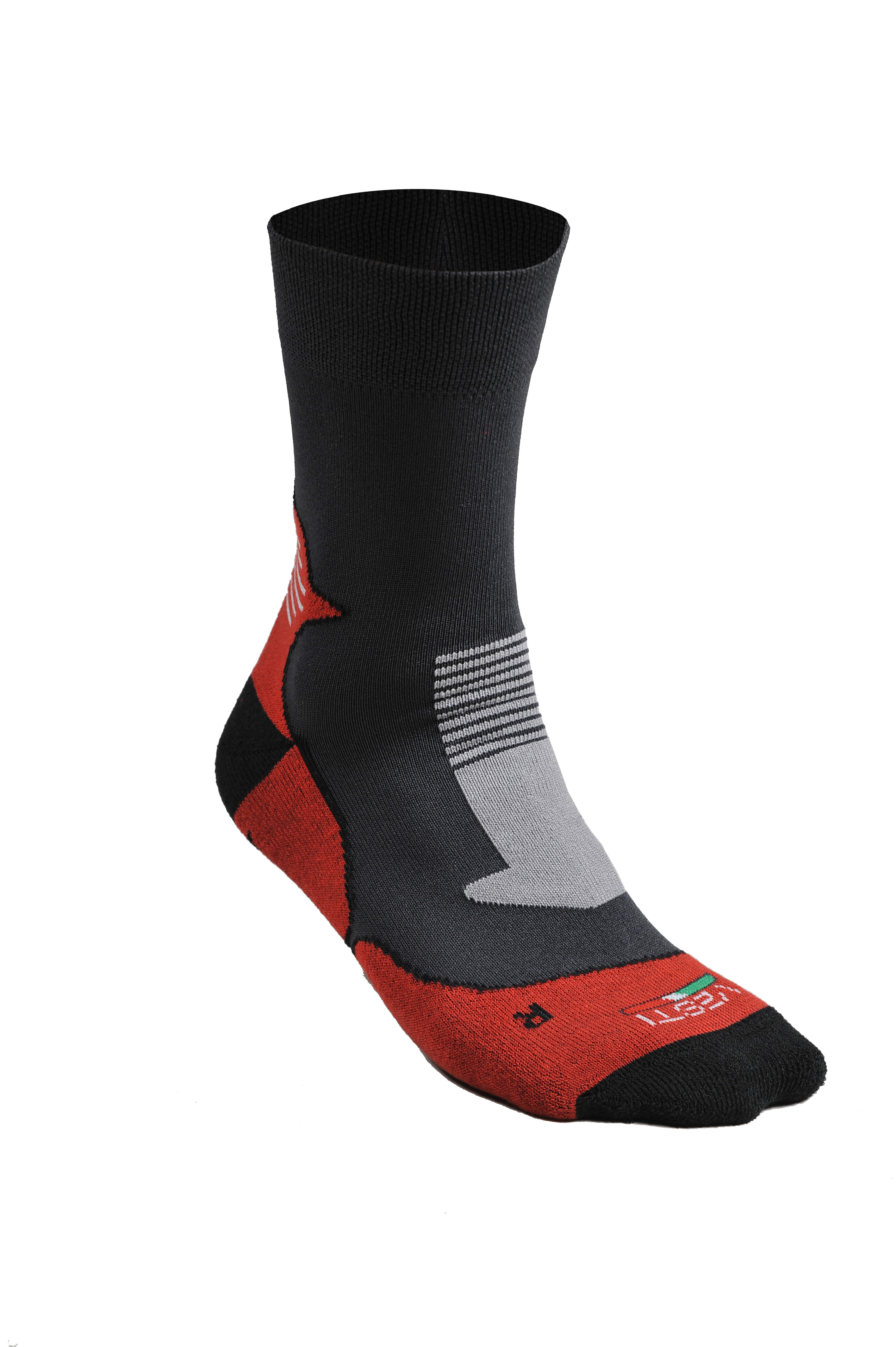 Bamboo Trekking Socken - E4 - Anthrazit/Rot Größe 35-38