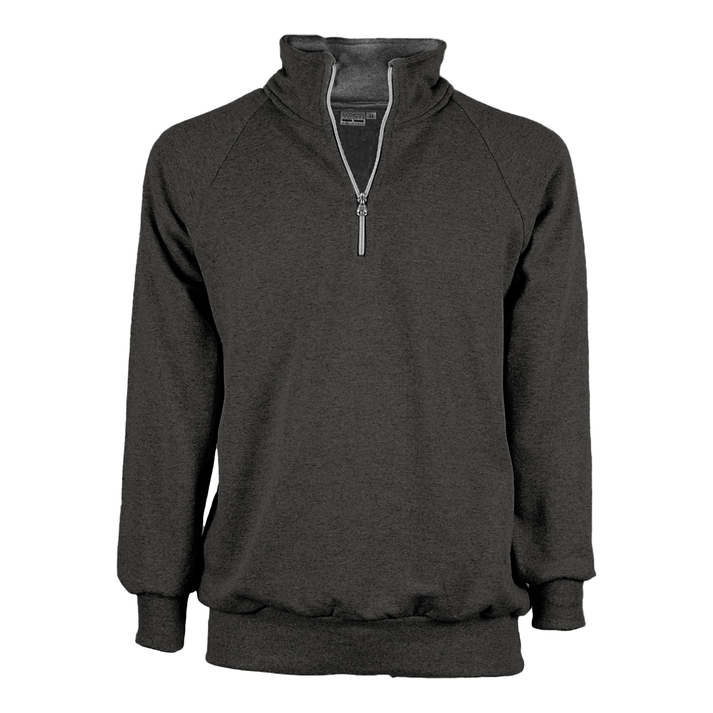 Unisex-Sweatshirt mit Reißverschluss am Kragen, 70 % Baumwolle, 30 % Polyester, 280 g/m², Schwarz, Größe XS - Anthrazit Melange XS