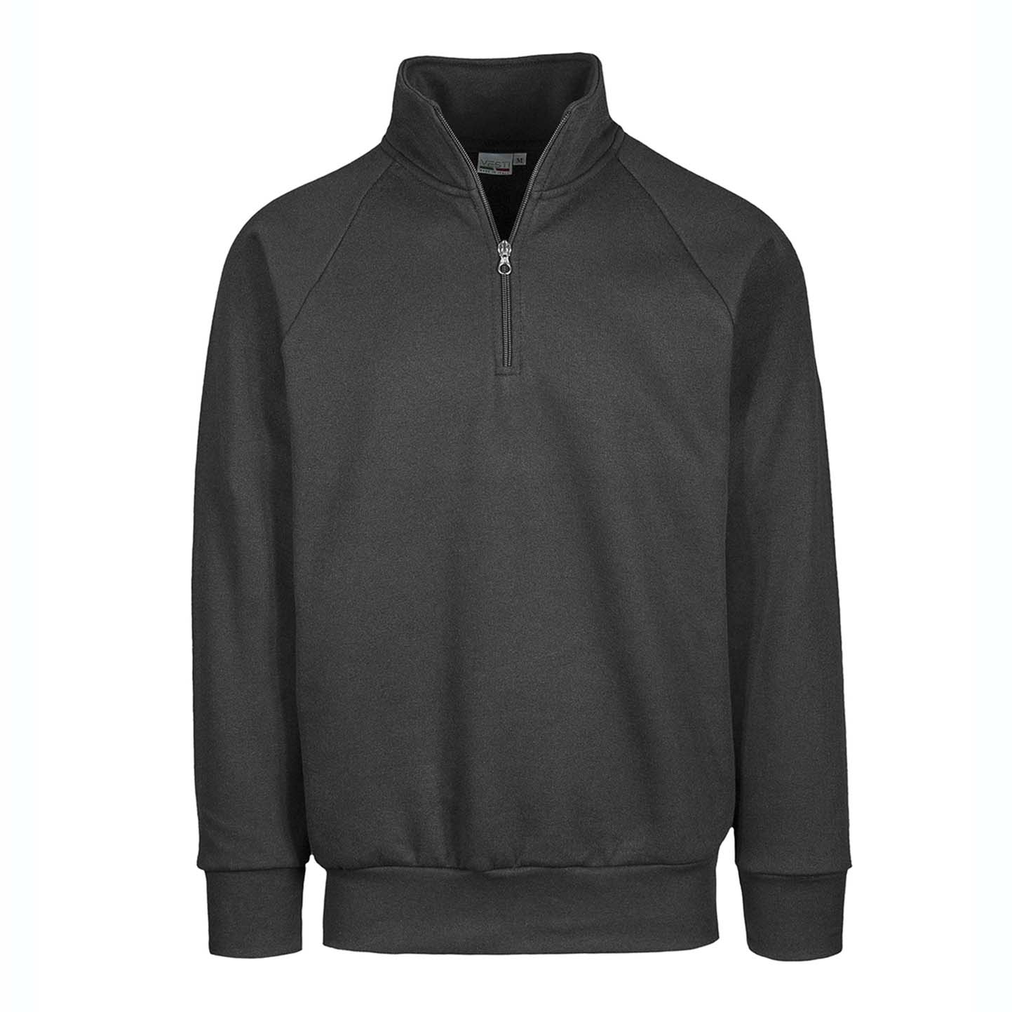 Unisex-Sweatshirt mit Reißverschluss am Kragen, 70 % Baumwolle, 30 % Polyester, 280 g/m², Schwarz, Größe XS - Lead XS