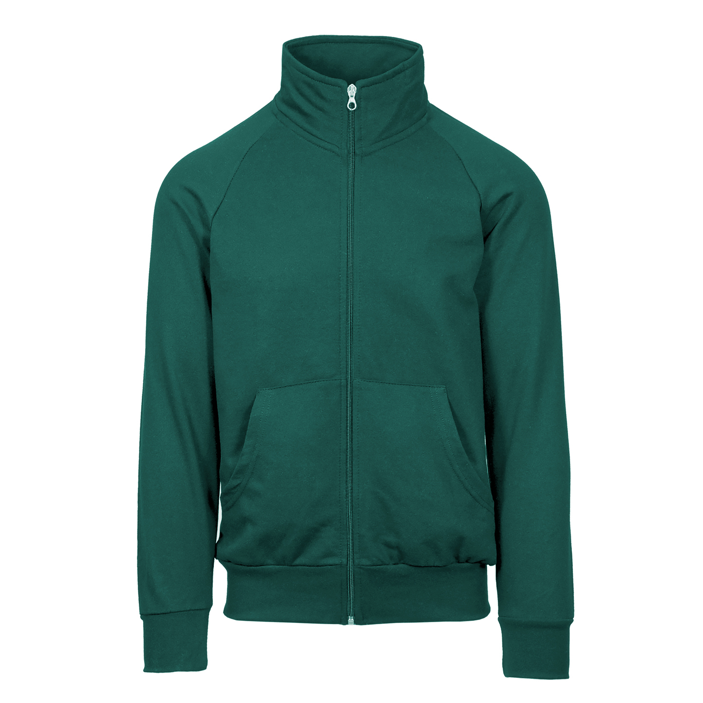 Langes Sweatshirt mit Reißverschluss, 70 % Baumwolle, 30 % Polyester, 280 g/m², Schwarz, Größe XS - 55 - Flaschengrün XS
