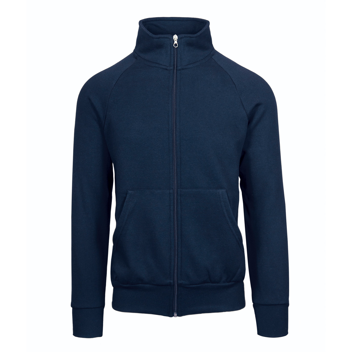 Langes Sweatshirt mit Reißverschluss, 70 % Baumwolle, 30 % Polyester, 280 g/m², Schwarz, Größe XS - 18 - Blau