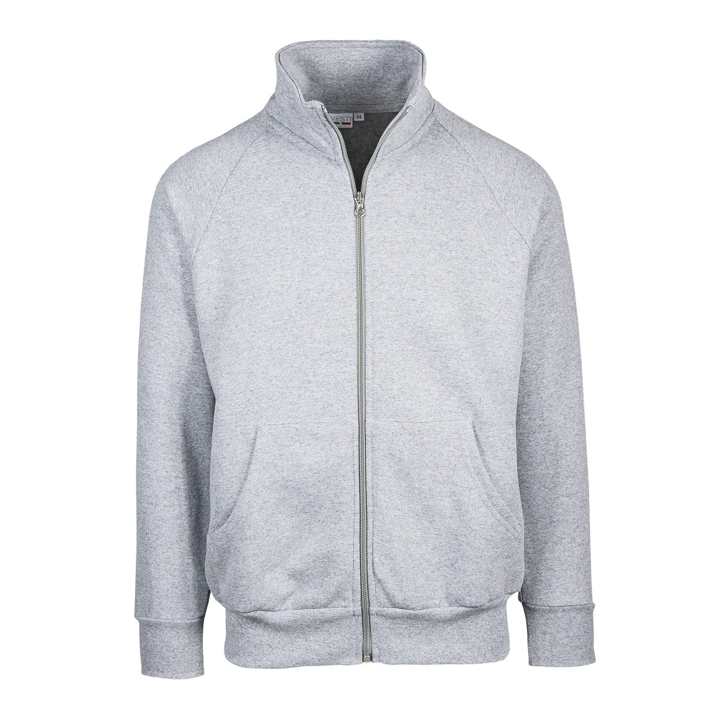 Langes Sweatshirt mit Reißverschluss, 70 % Baumwolle, 30 % Polyester, 280 g/m², Schwarz, Größe XS - 75 - Asche