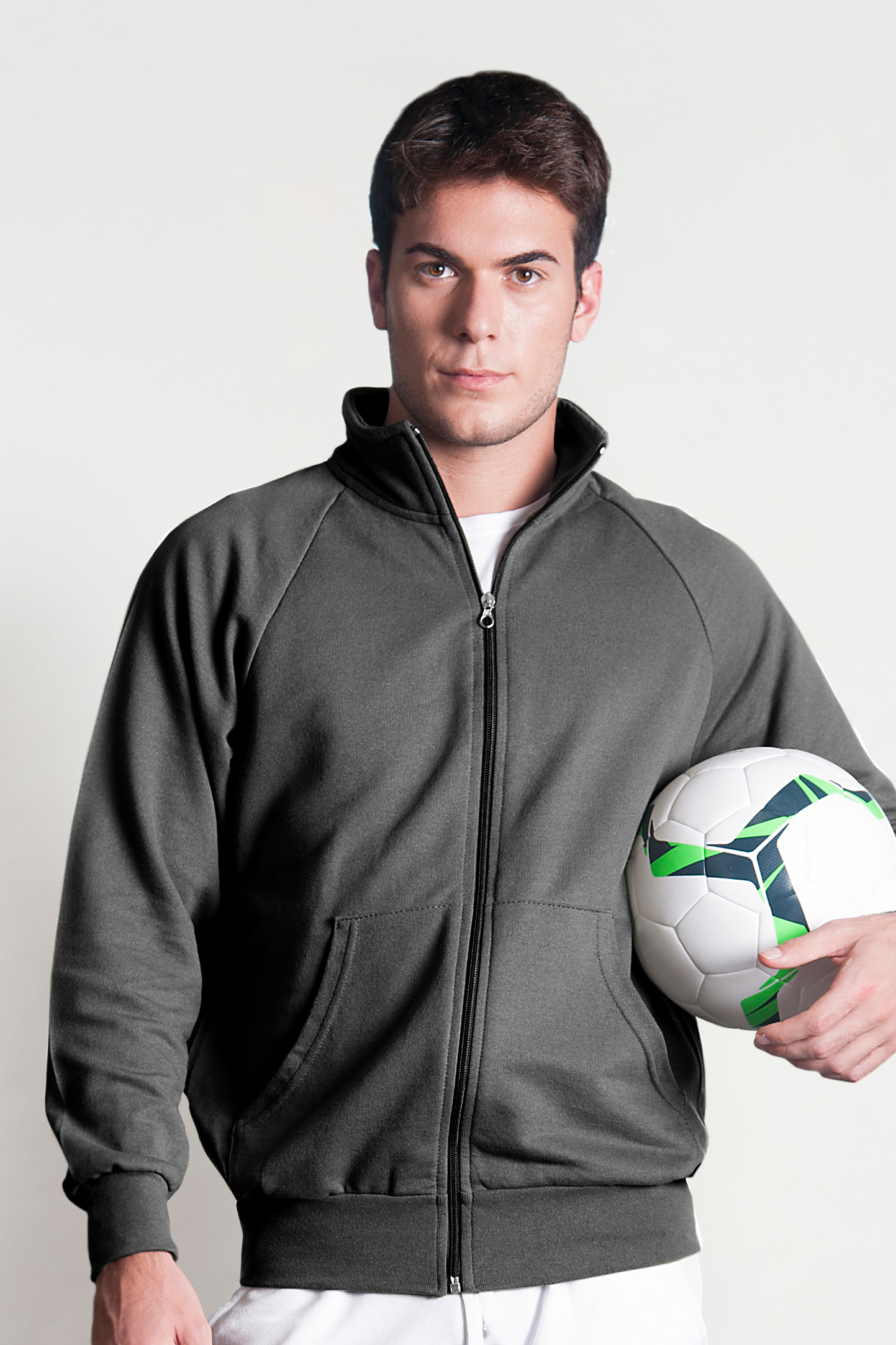 Langes Sweatshirt mit Reißverschluss, 70 % Baumwolle, 30 % Polyester, 280 g/m², Schwarz, Größe XS