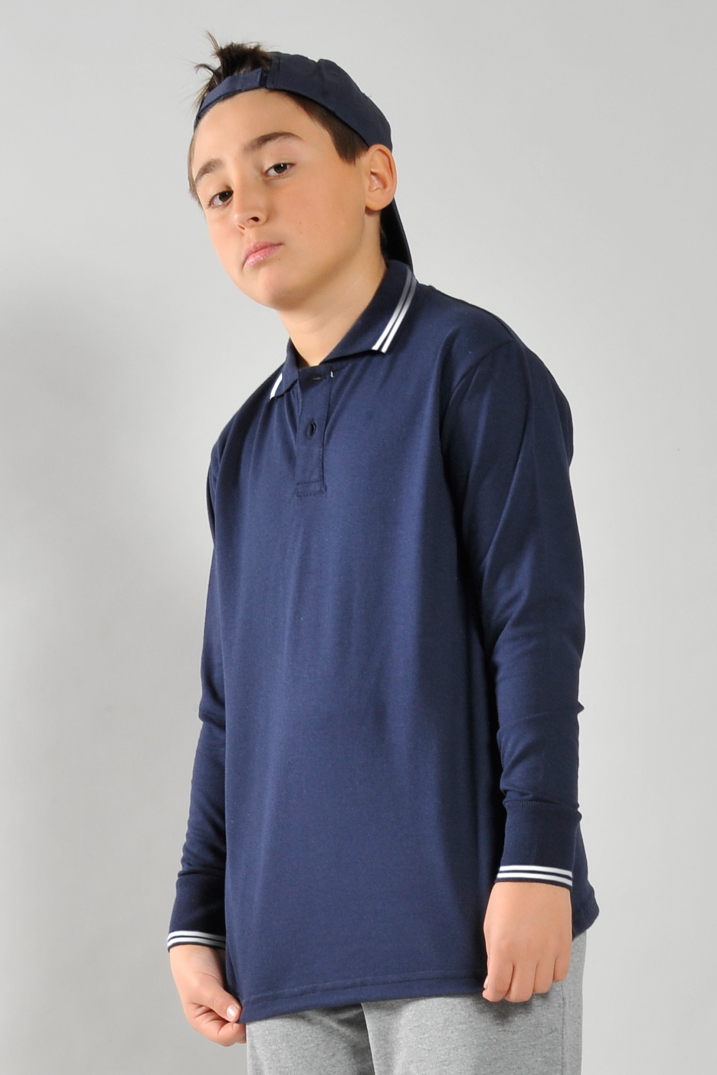 Polo Trim Piquè Kind M/L 100 % Kinderbett 180 gr/m2 Blau XS - Weiß/Blau XS