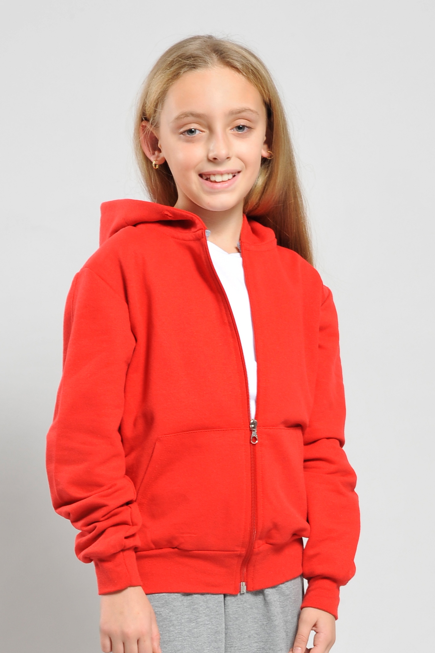 Kinder-Sweatshirt mit Reißverschluss, 70 % Baumwolle, 30 % Polyester, 240 g/m², Schwarz, Größe XXS