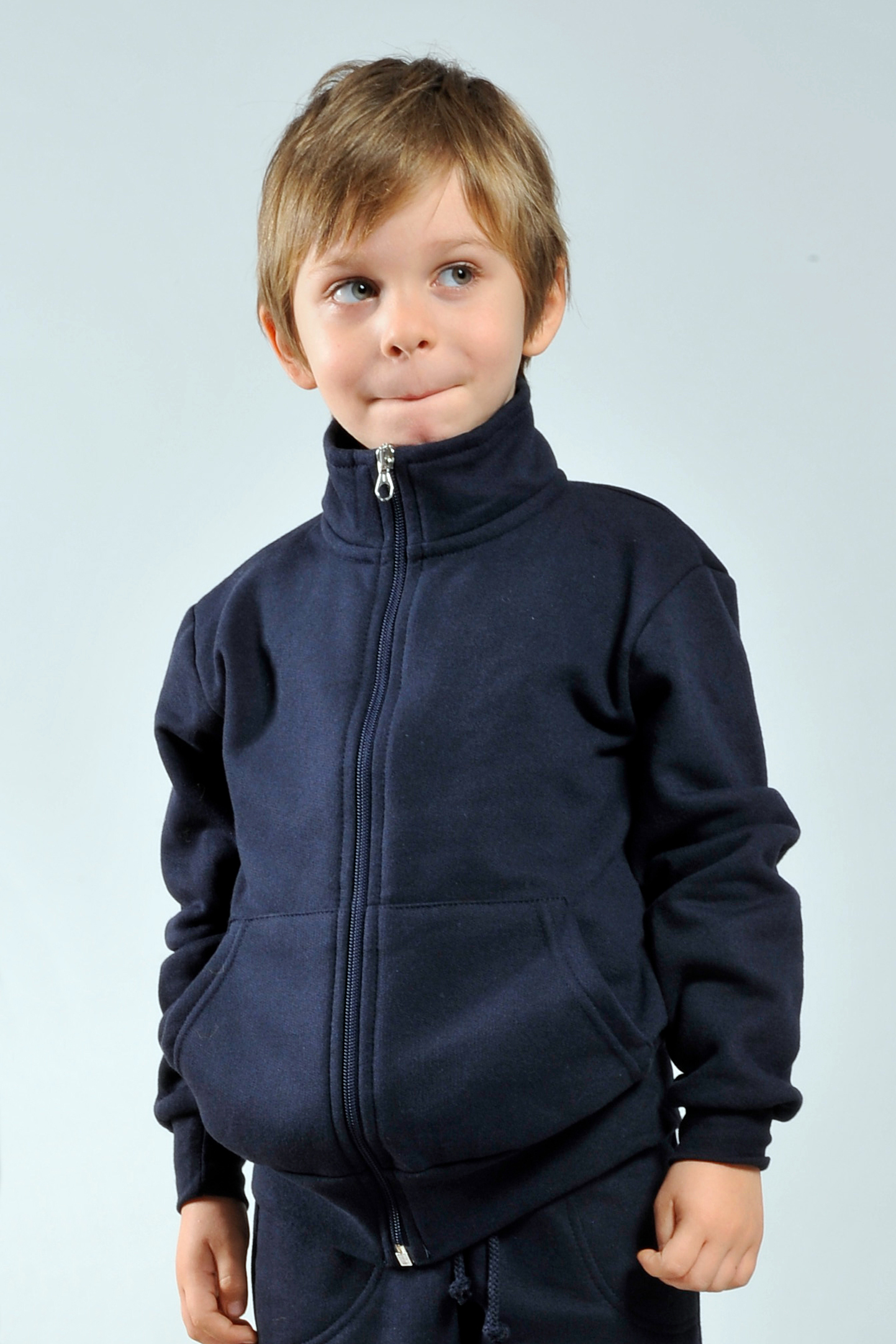 Kinder-Sweatshirt mit Reißverschluss, 70 % Baumwolle, 30 % Polyester, 280 g, Schwarz, Größe XXS (1/2 Jahre)