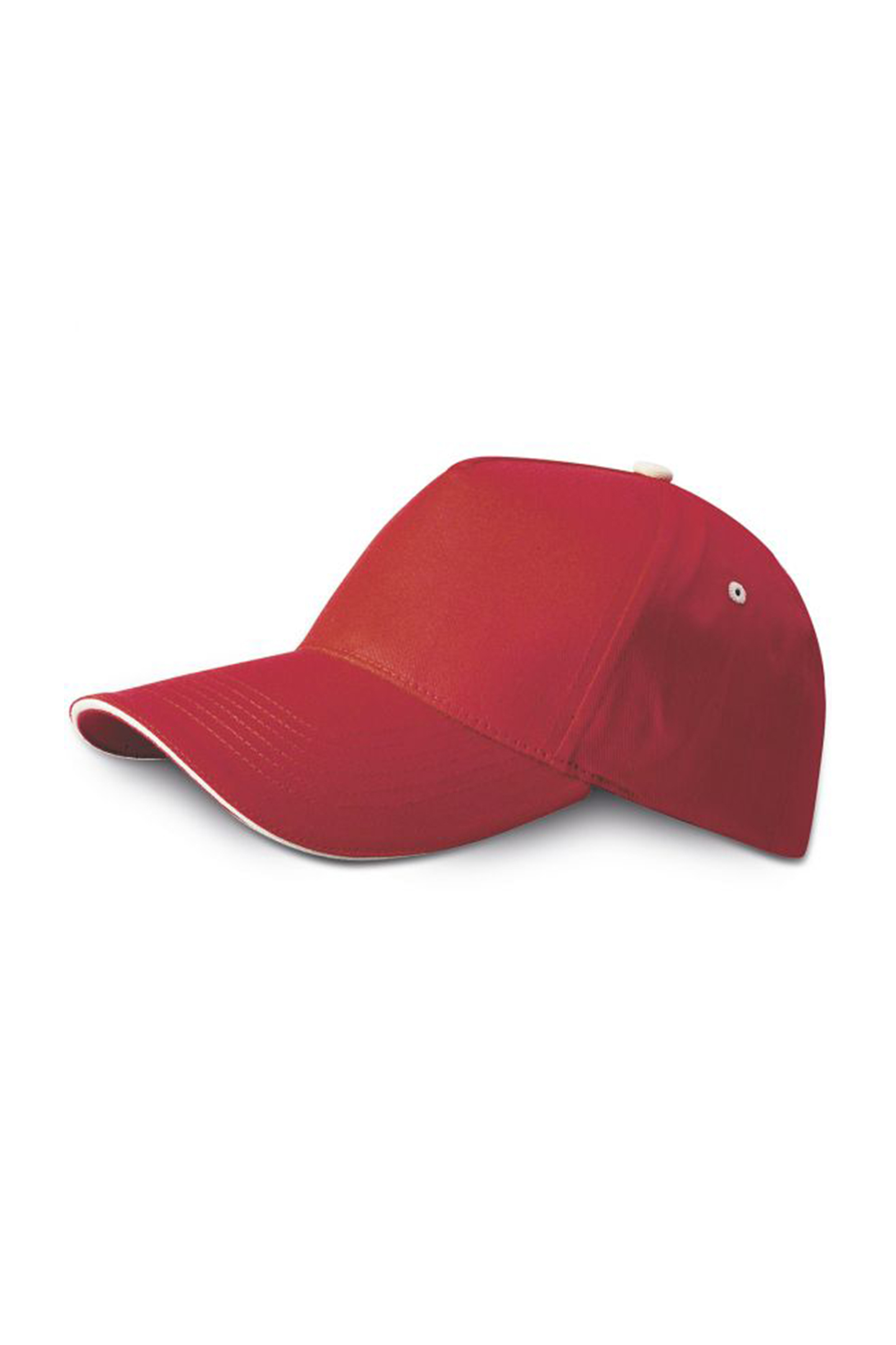 5-Panel-Top-Cap, 100 % Baumwolle, Schwarz - RD - Rot