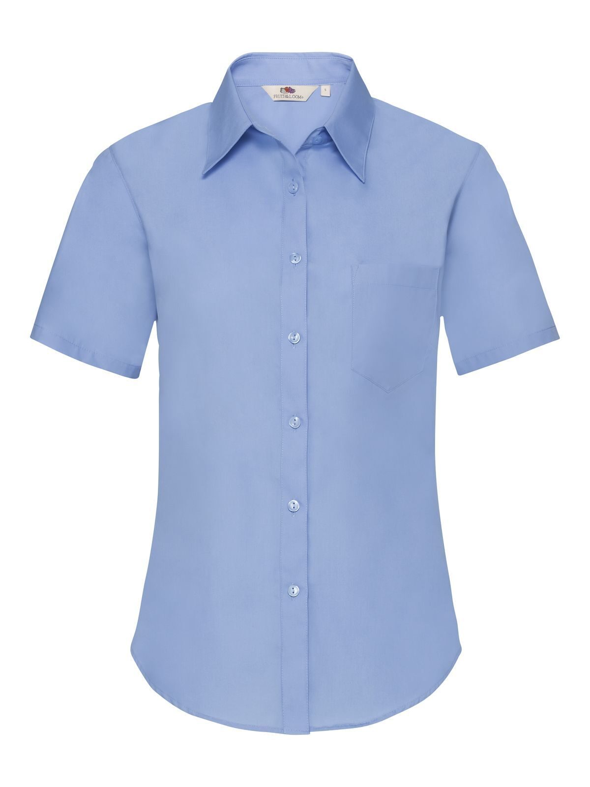 Damen-Popeline-Bluse, Kurzarm - MU - MITTELBLAU