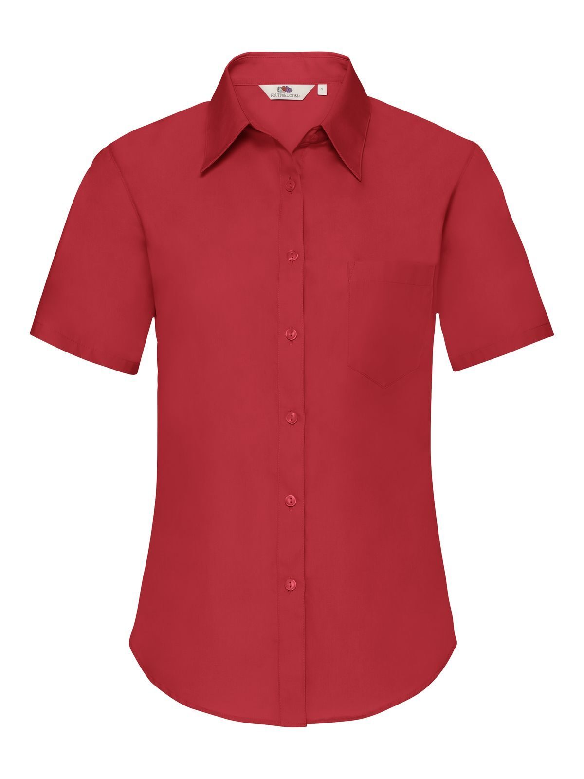 Damen-Popeline-Bluse, Kurzarm - 40 - Rot