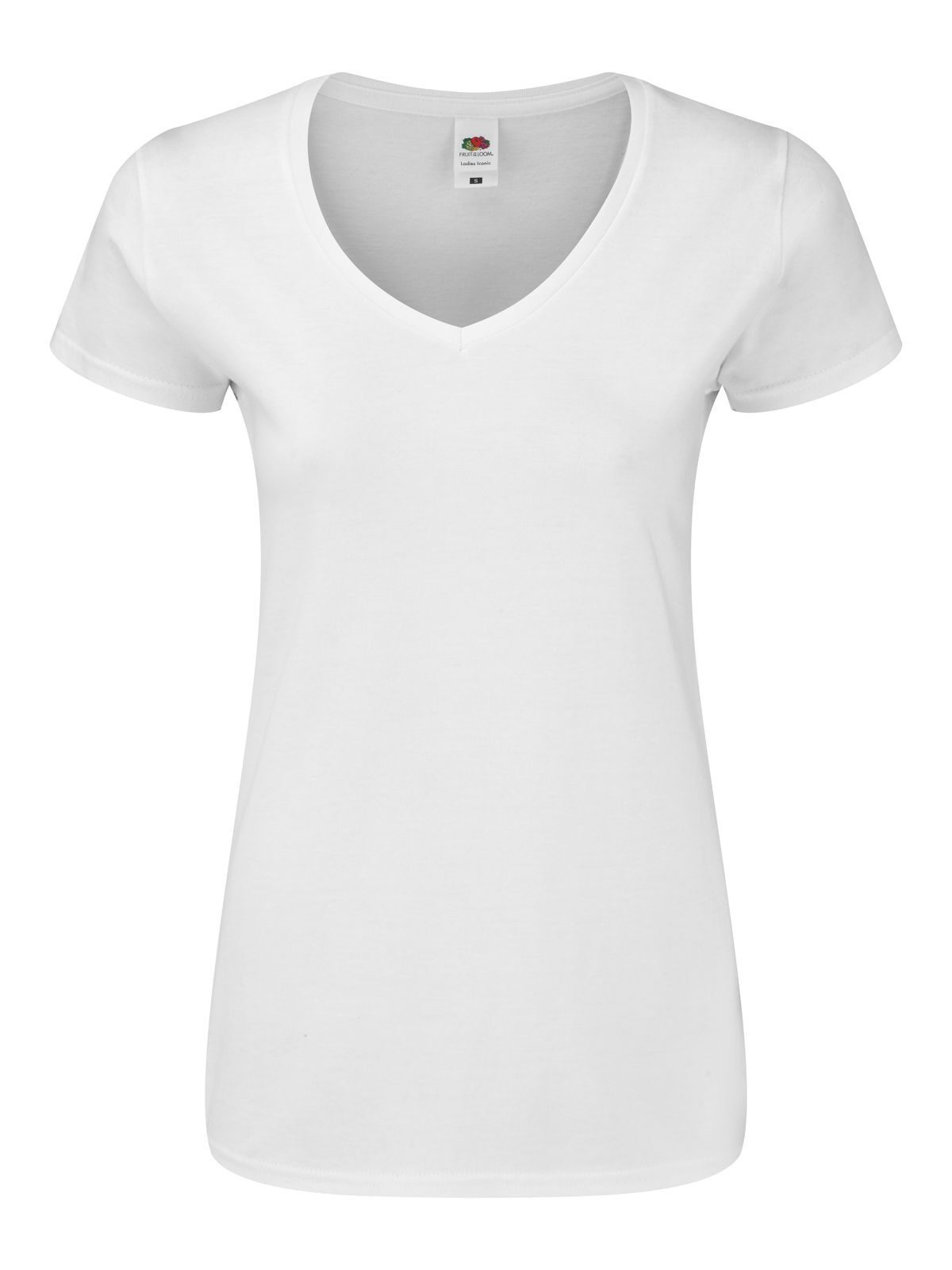 Damen Iconic 150 V-Ausschnitt T-Shirt - 30 - Weiß