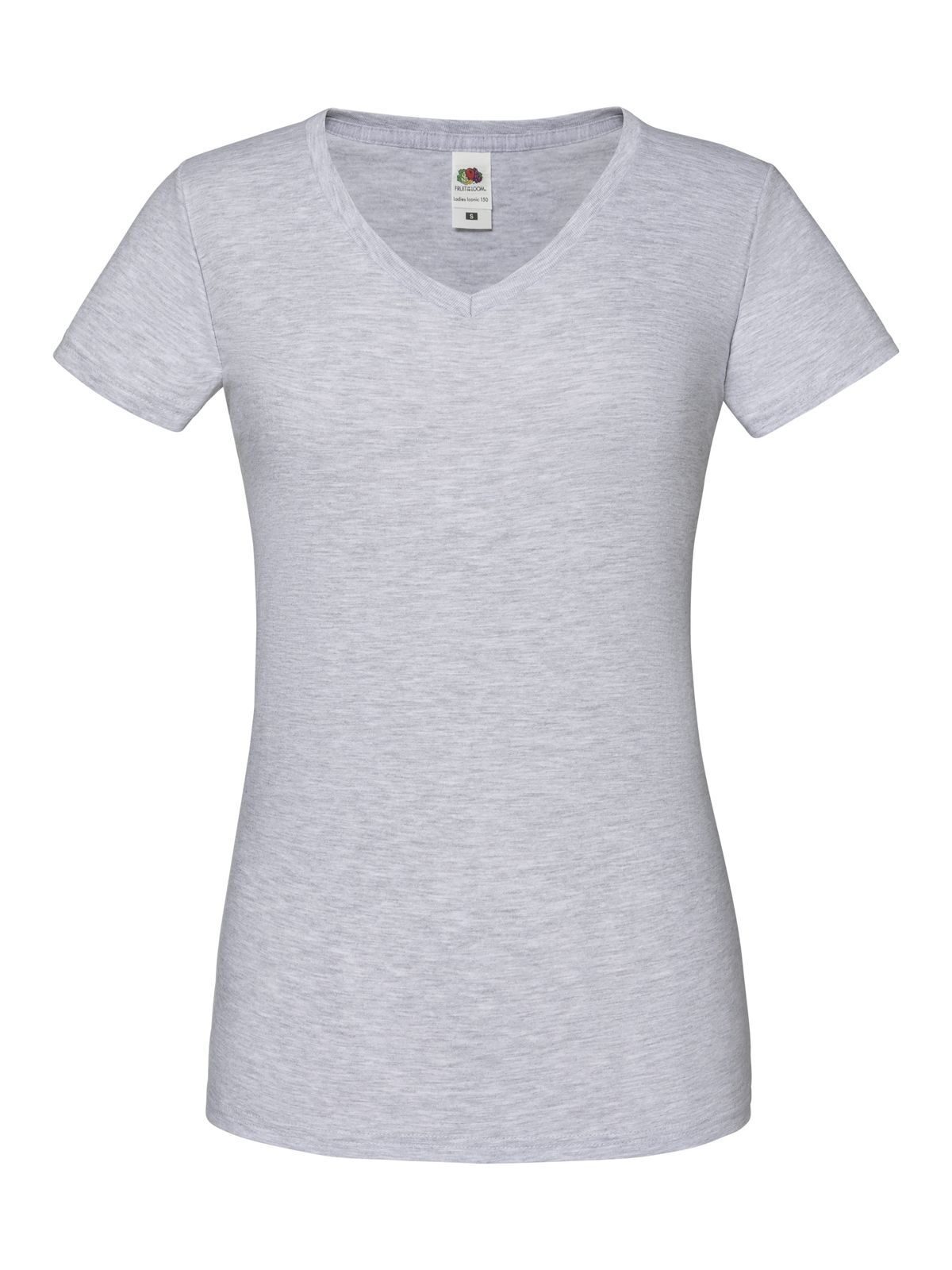 Damen Iconic 150 V-Ausschnitt T-Shirt - 94 - Melange Grey