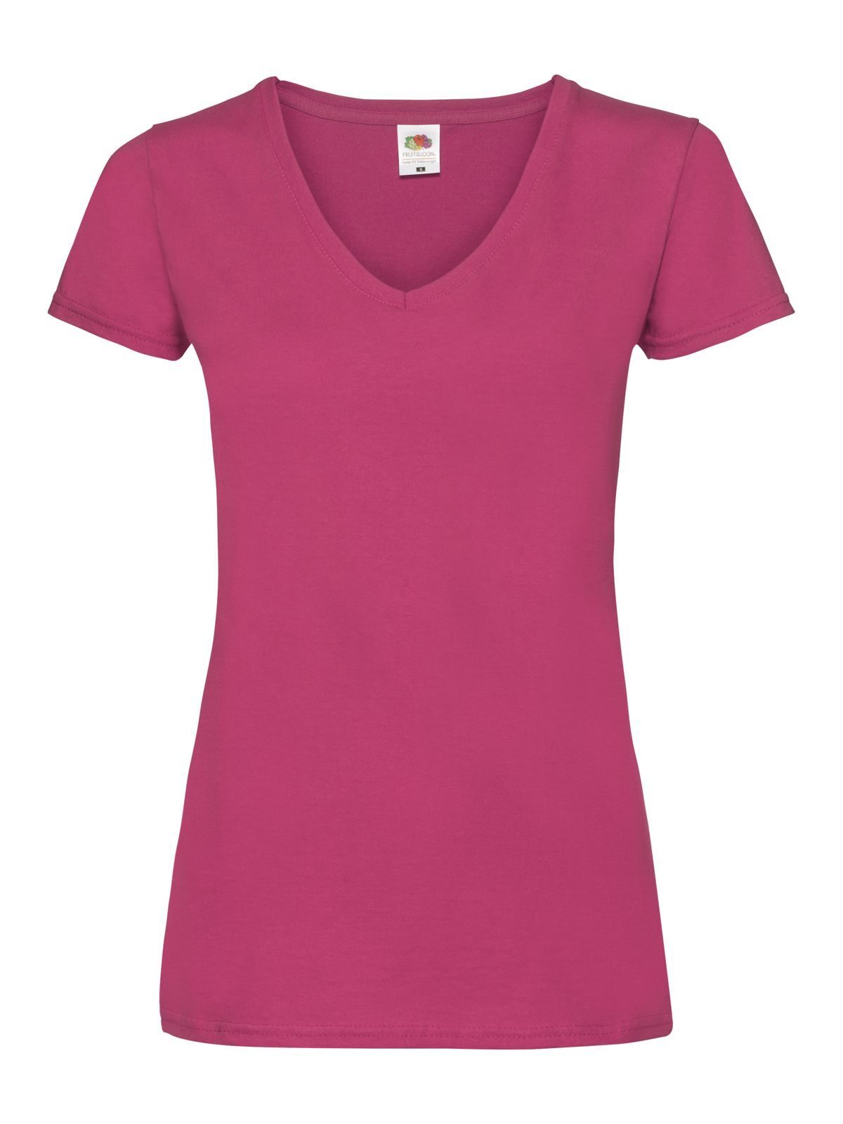 Damen Valueweight V-Ausschnitt T-Shirt - Fuchsie