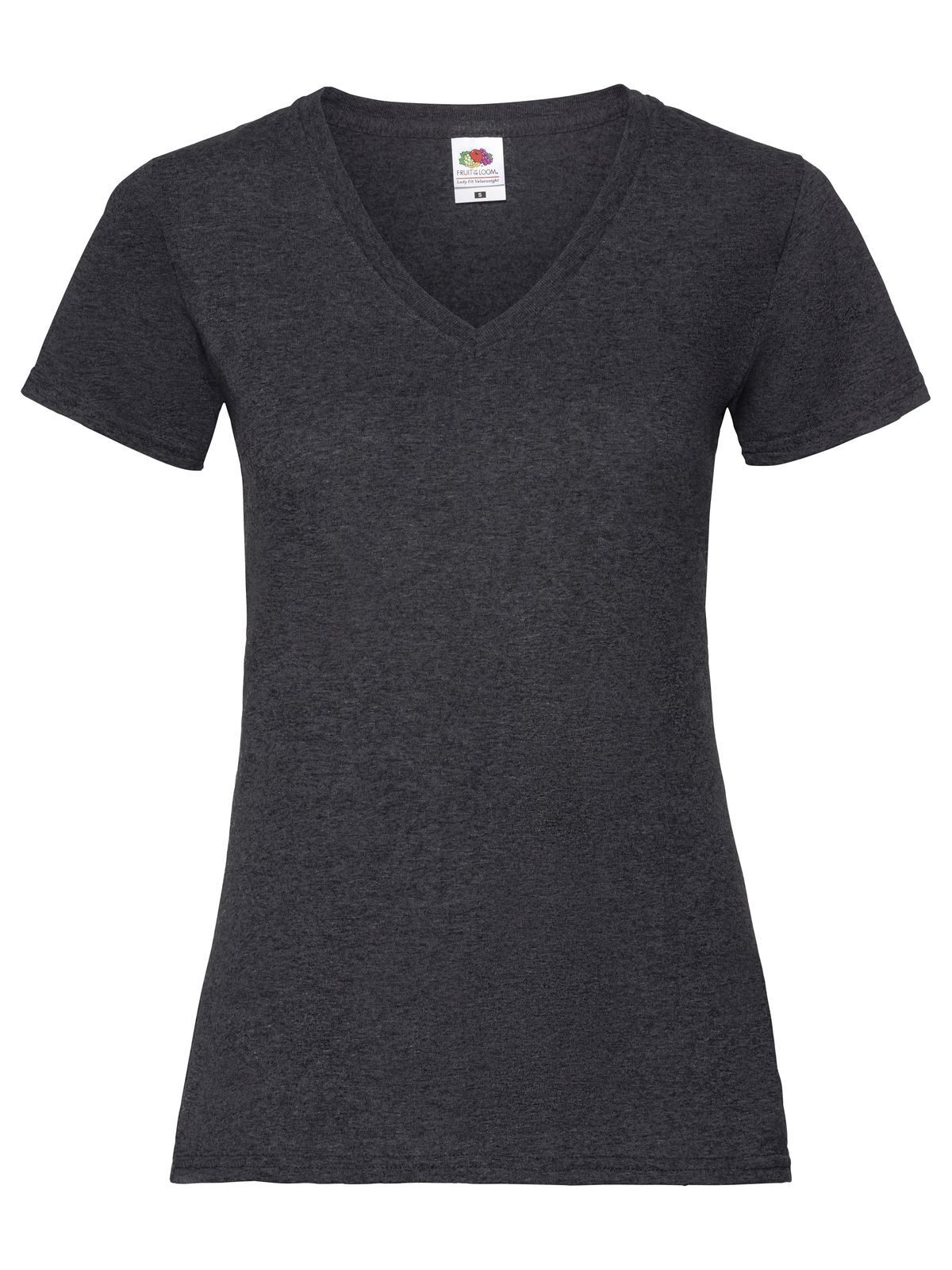 Damen Valueweight V-Ausschnitt T-Shirt - HD – Dunkelmeliertes Grau