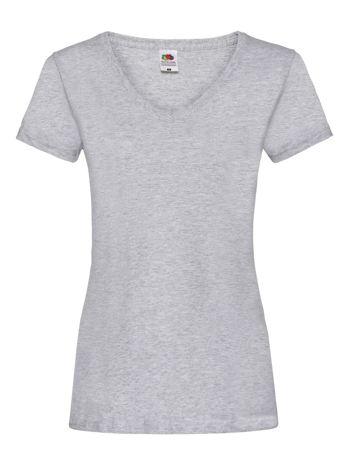 Damen Valueweight V-Ausschnitt T-Shirt - 94 - Melange Grey