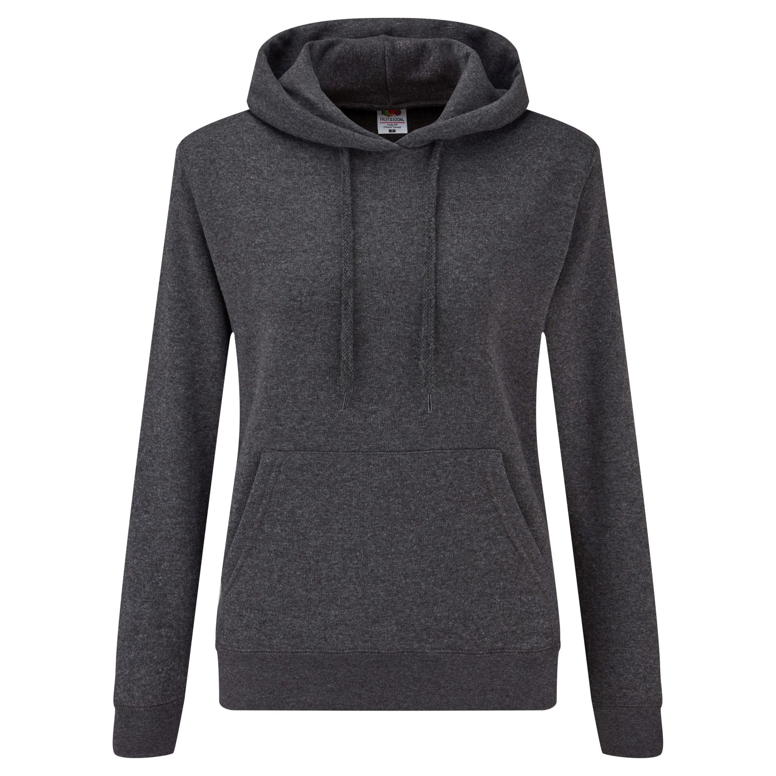 Klassischer Damen-Kapuzenpullover - HD – Dunkelmeliertes Grau