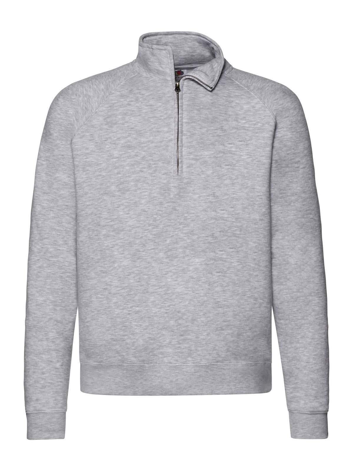 Premium-Raglan-Sweatshirt mit Reißverschlusskragen - 94 - Melange Grey