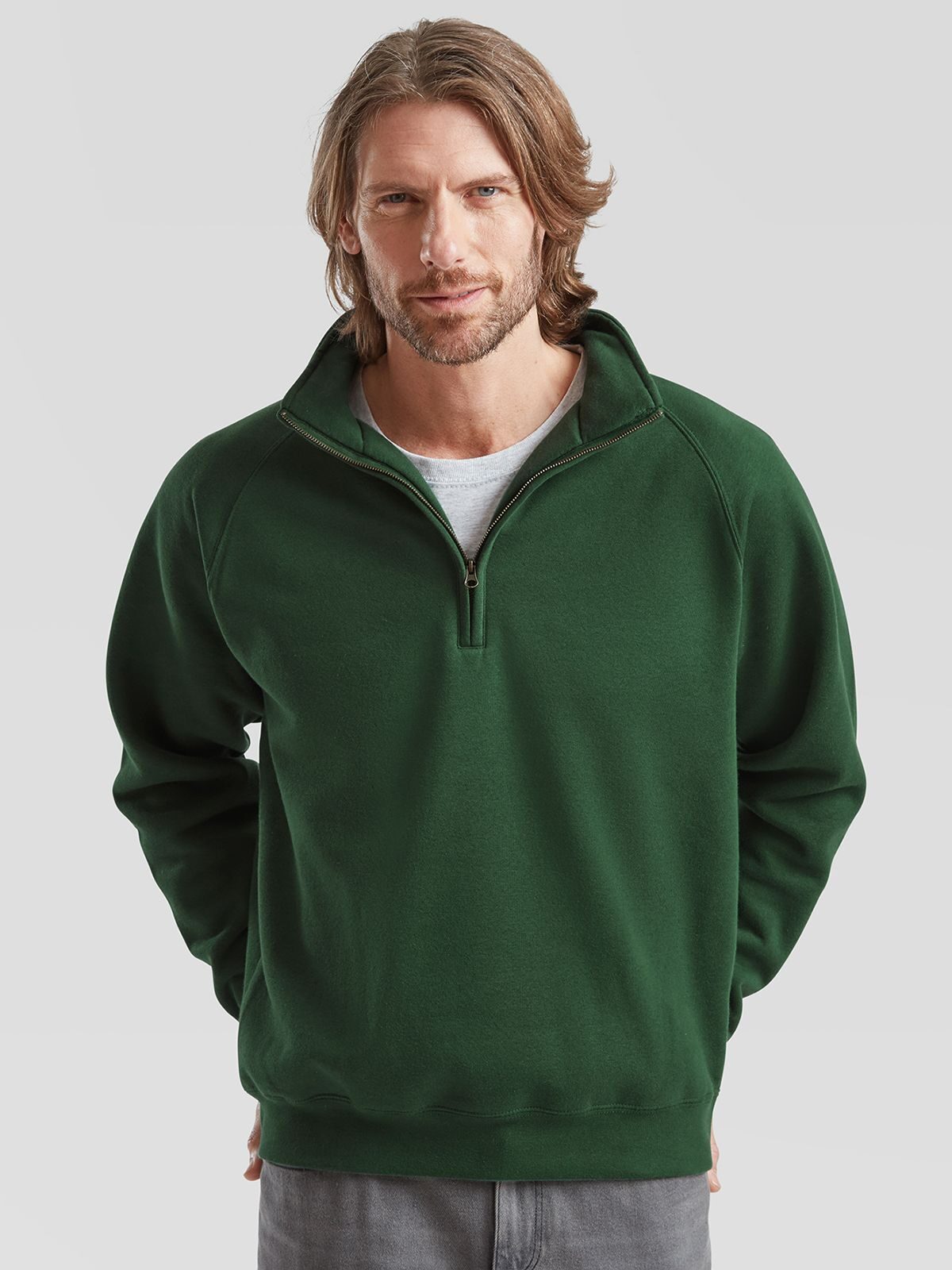 Premium-Raglan-Sweatshirt mit Reißverschlusskragen