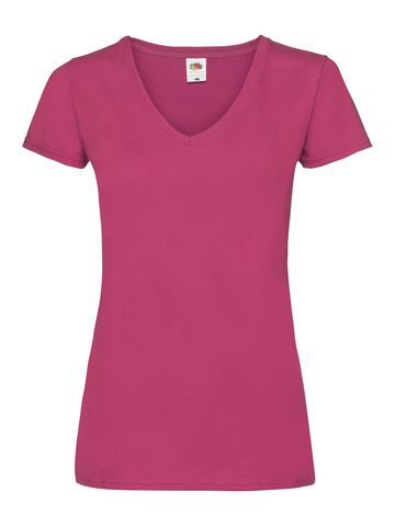 Damen Valueweight V-Ausschnitt T-Shirt - Fuchsie