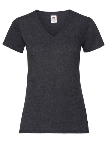 Damen Valueweight V-Ausschnitt T-Shirt - HD – Dunkelmeliertes Grau