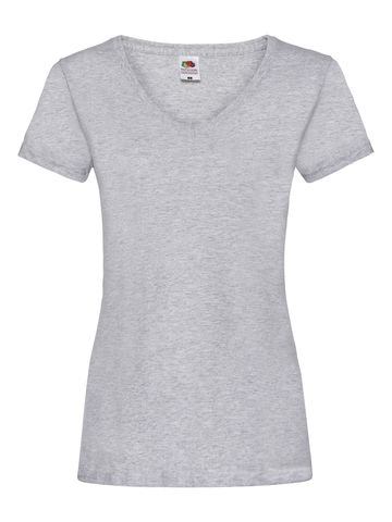 Damen Valueweight V-Ausschnitt T-Shirt - 94 - Melange Grey