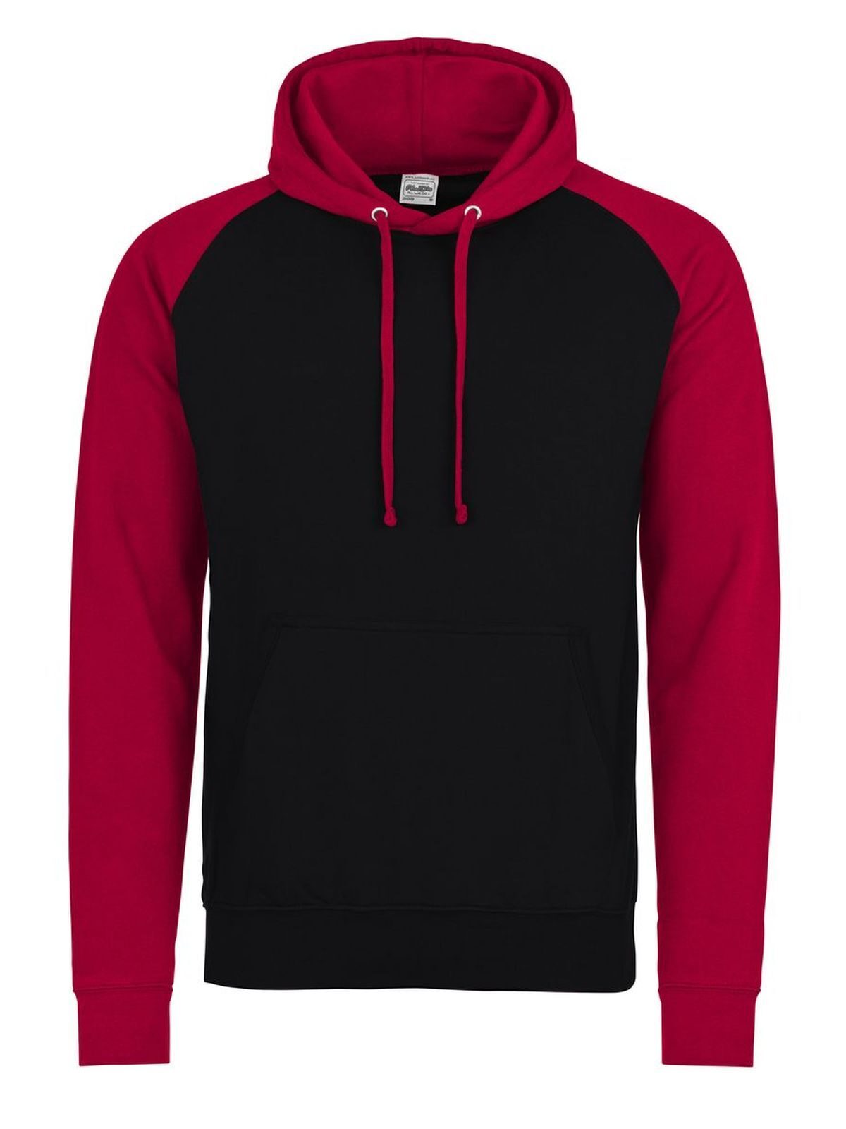 Baseball-Hoodie - Tiefschwarz/Feuerrot