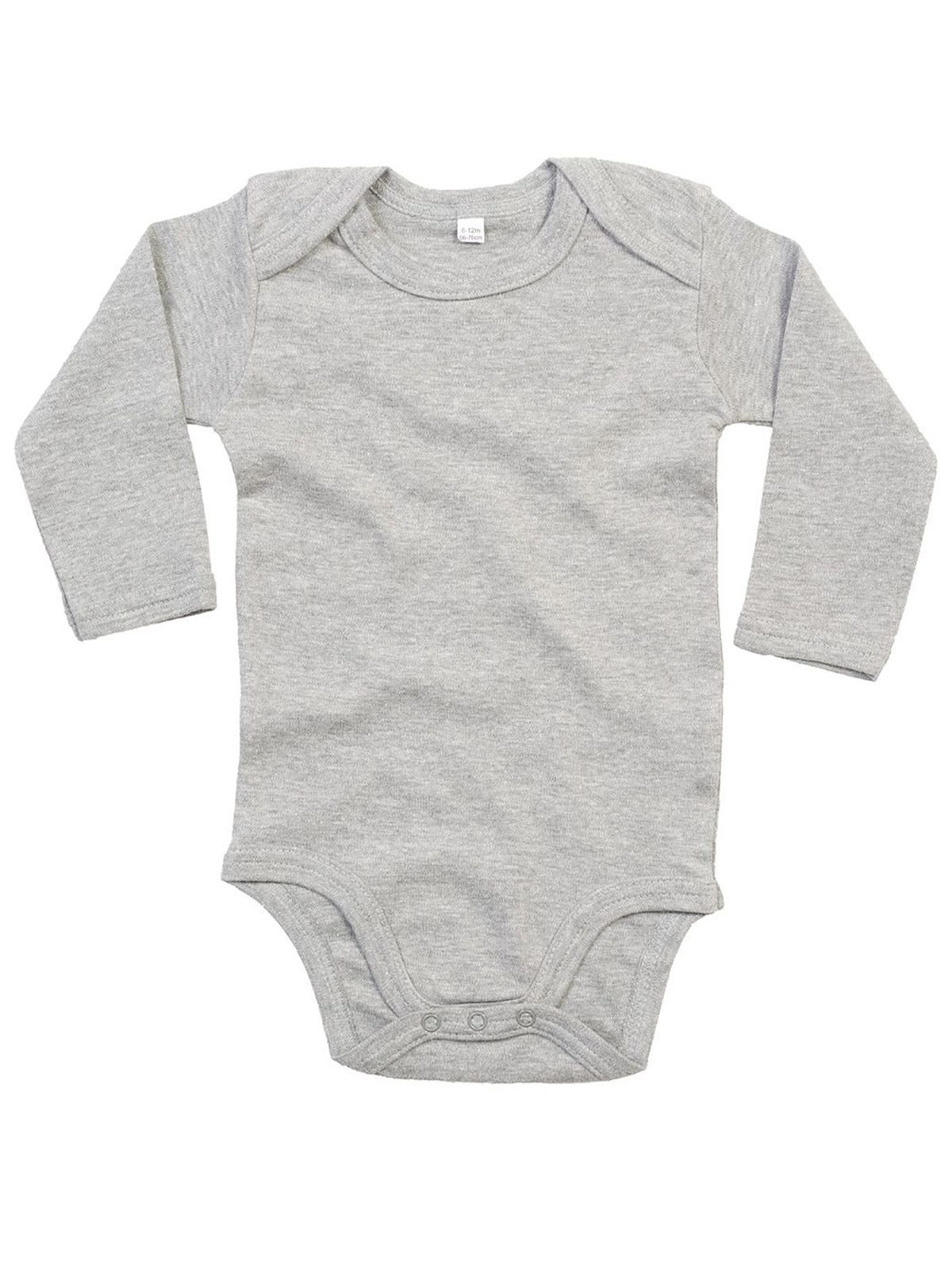 Baby-Langarmbody - 070 - Heather-Grau Melange